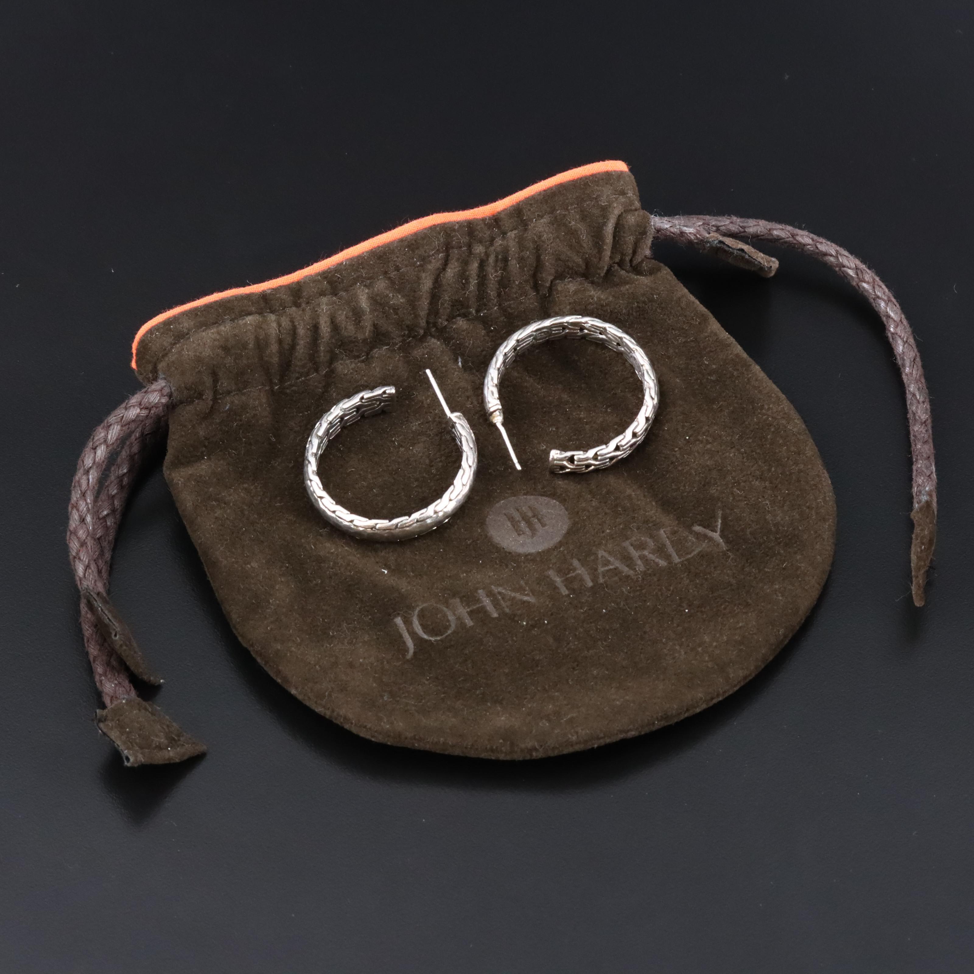 John Hardy Palu Sterling Hammered Hoop Earrings