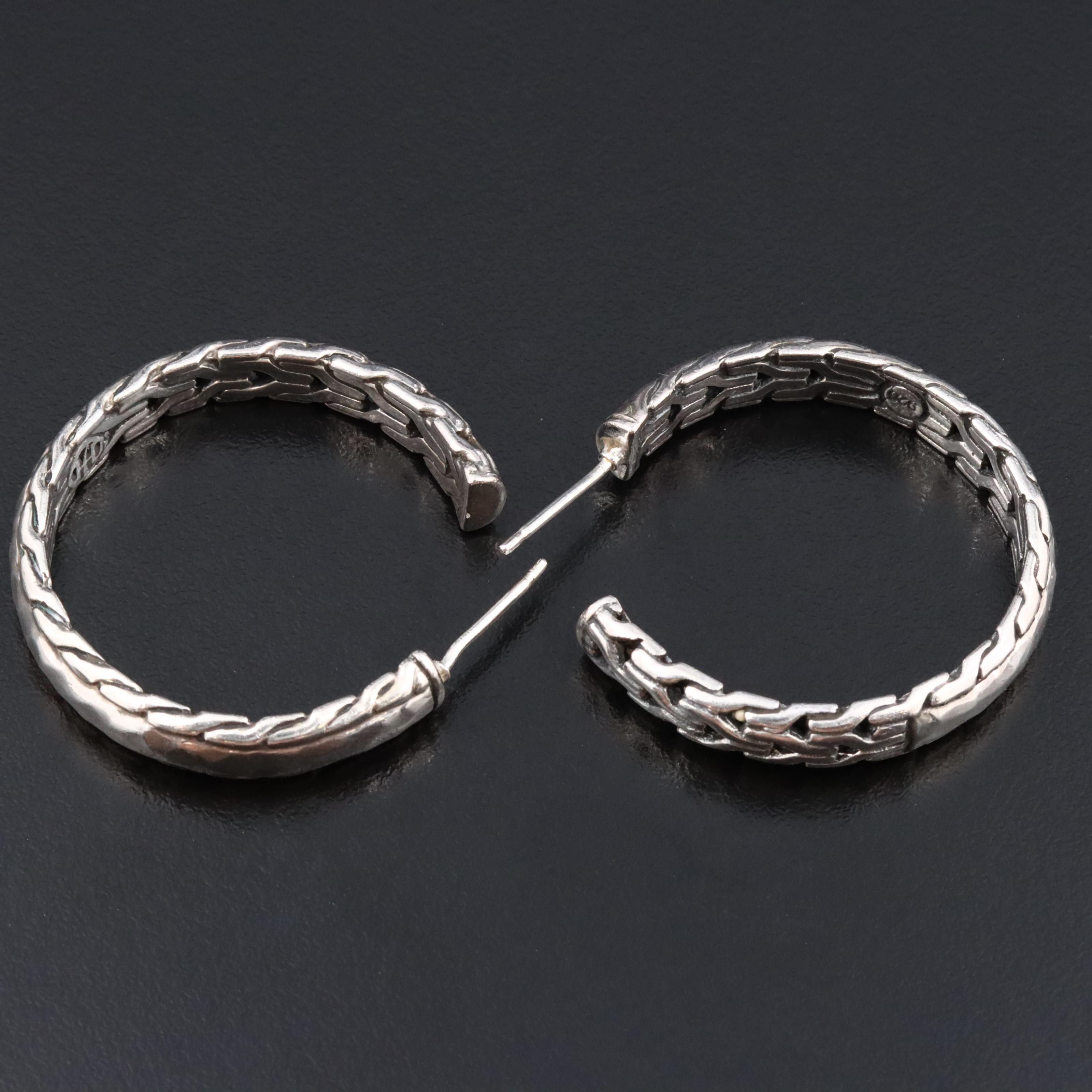 John Hardy Palu Sterling Hammered Hoop Earrings