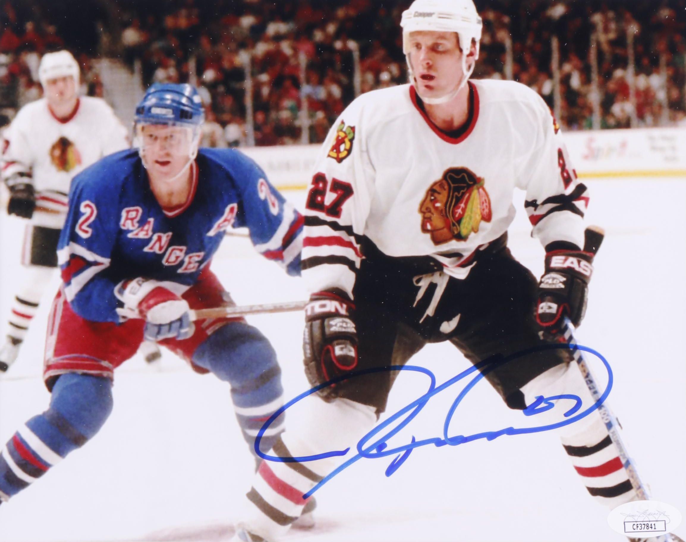 Jeremy Roenick Signed Chicago Blackhawks Hockey Print in Matted Frame, JSA