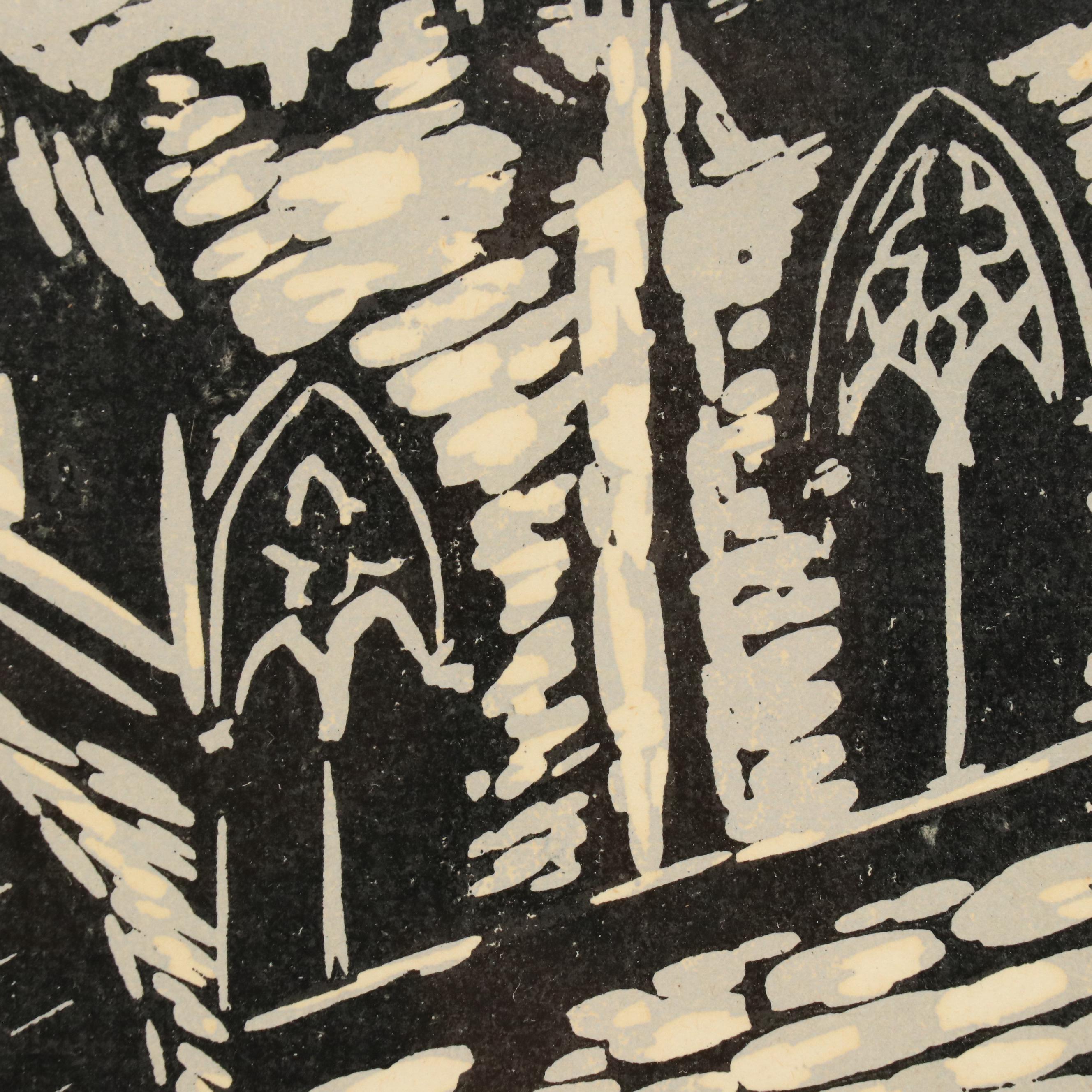 Juan Castells Marti Woodcut of Barcelona, Circa 1930
