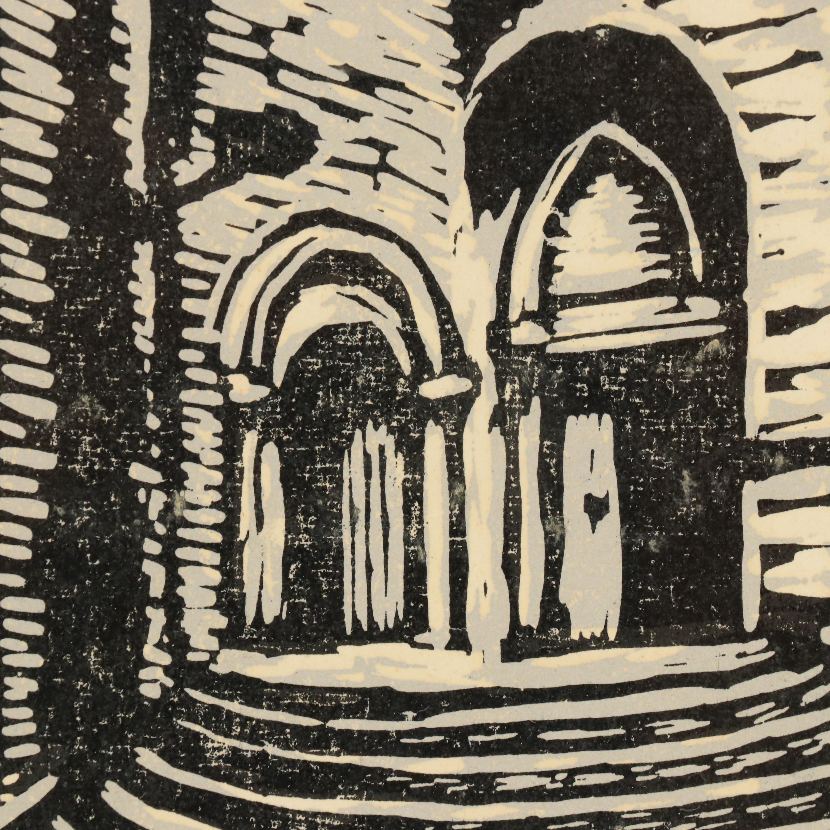 Juan Castells Marti Woodcut of Barcelona, Circa 1930