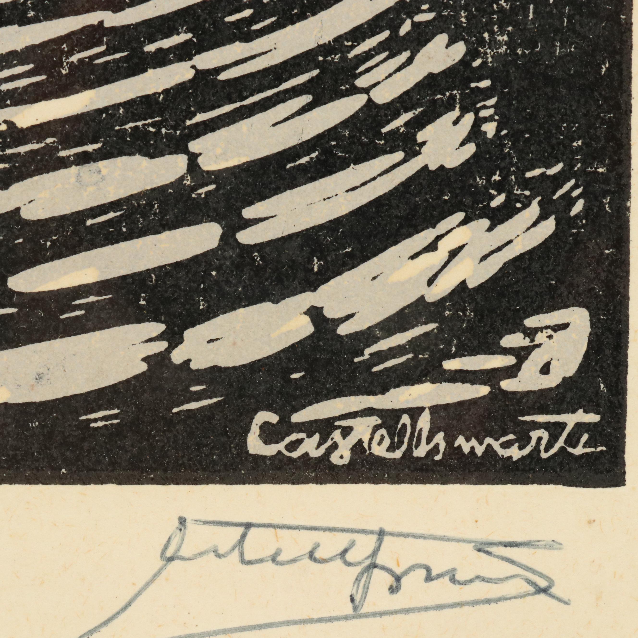 Juan Castells Marti Woodcut of Barcelona, Circa 1930