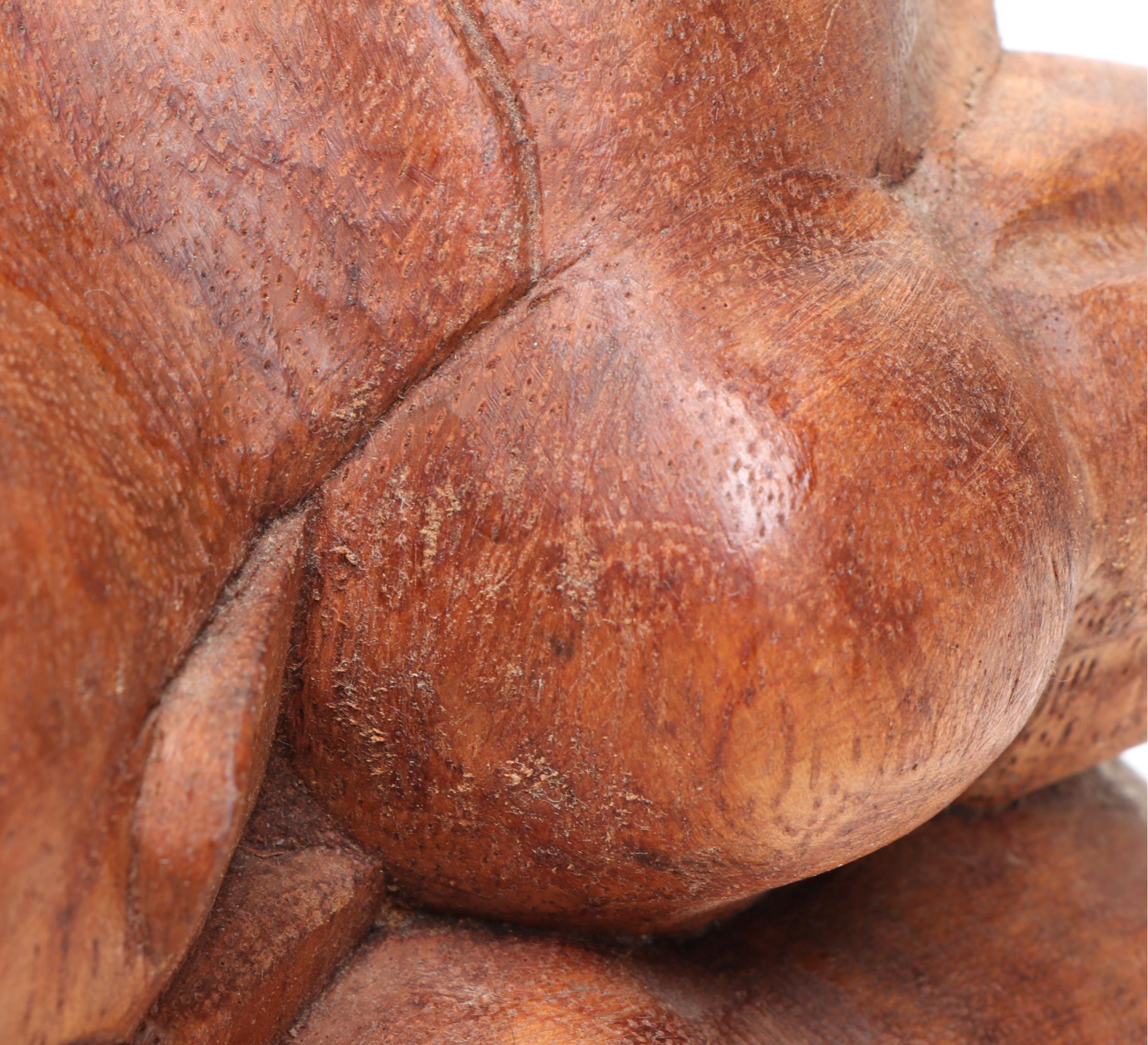 Carved Mango Wood Weeping Yogi "Orang Malu" Figure