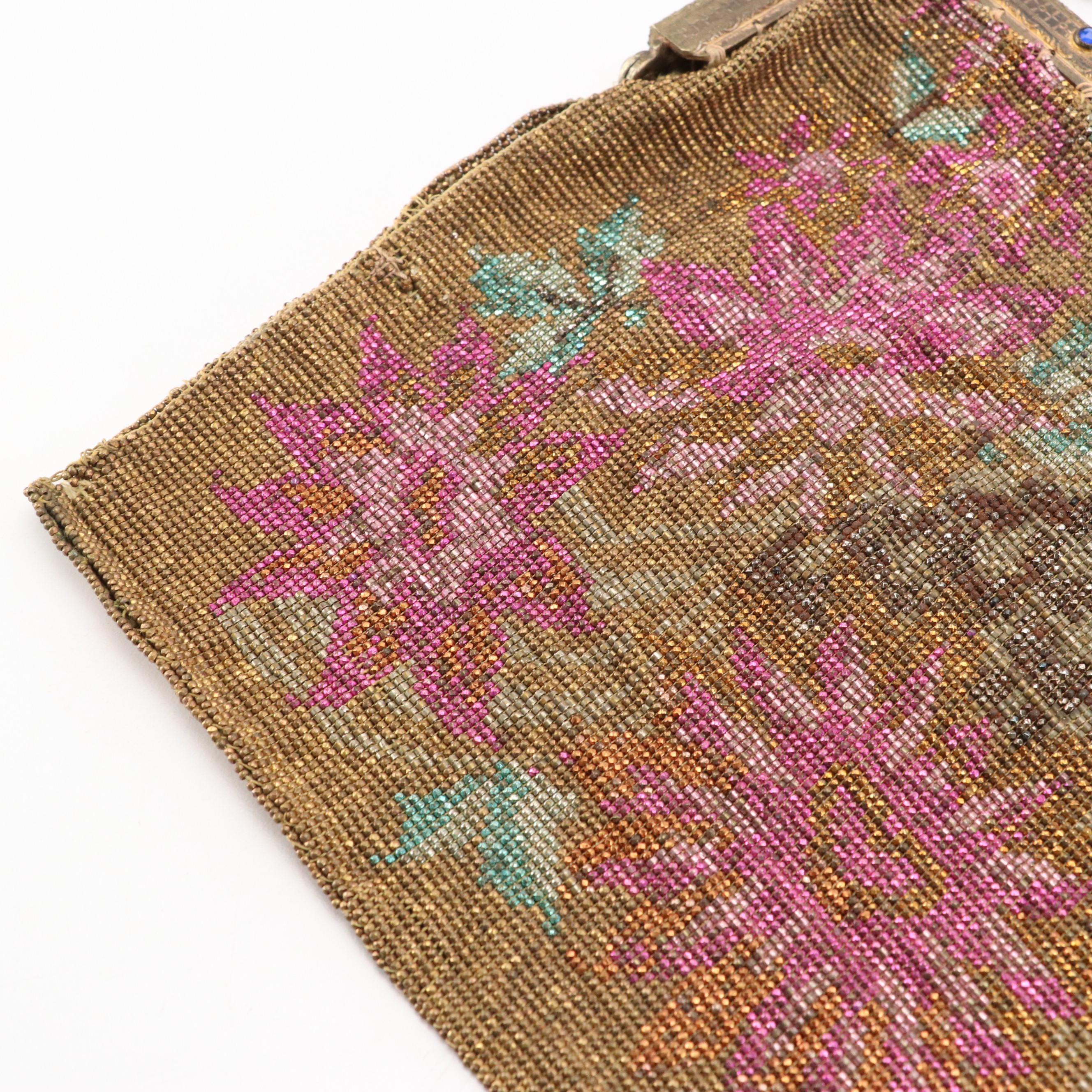 Drawstring Pouch and Frame Bag in Plated Steel Cut Beads