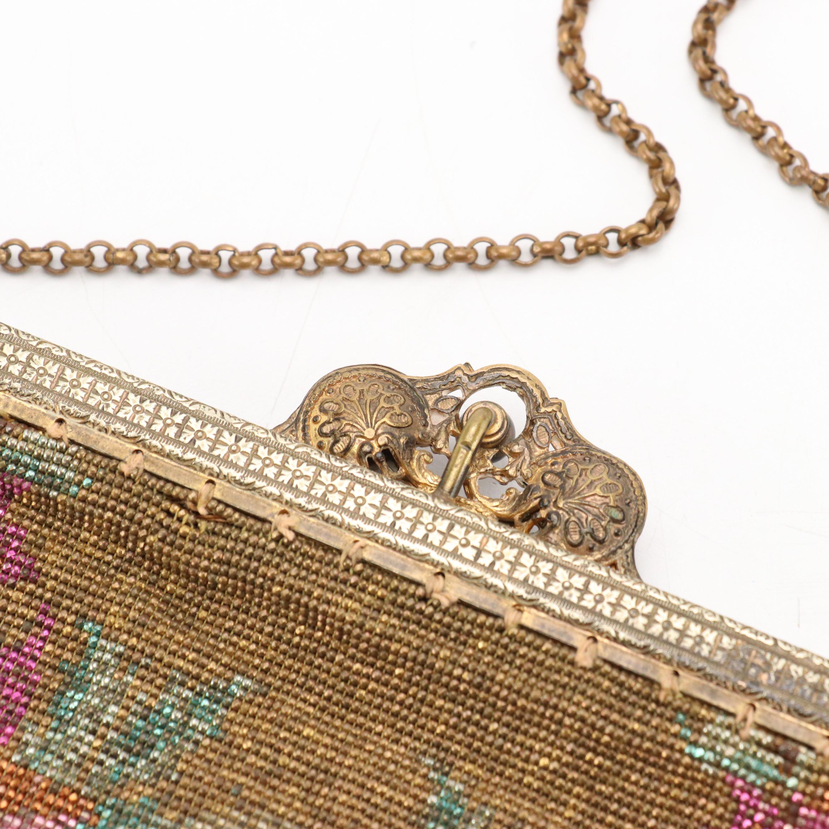 Drawstring Pouch and Frame Bag in Plated Steel Cut Beads