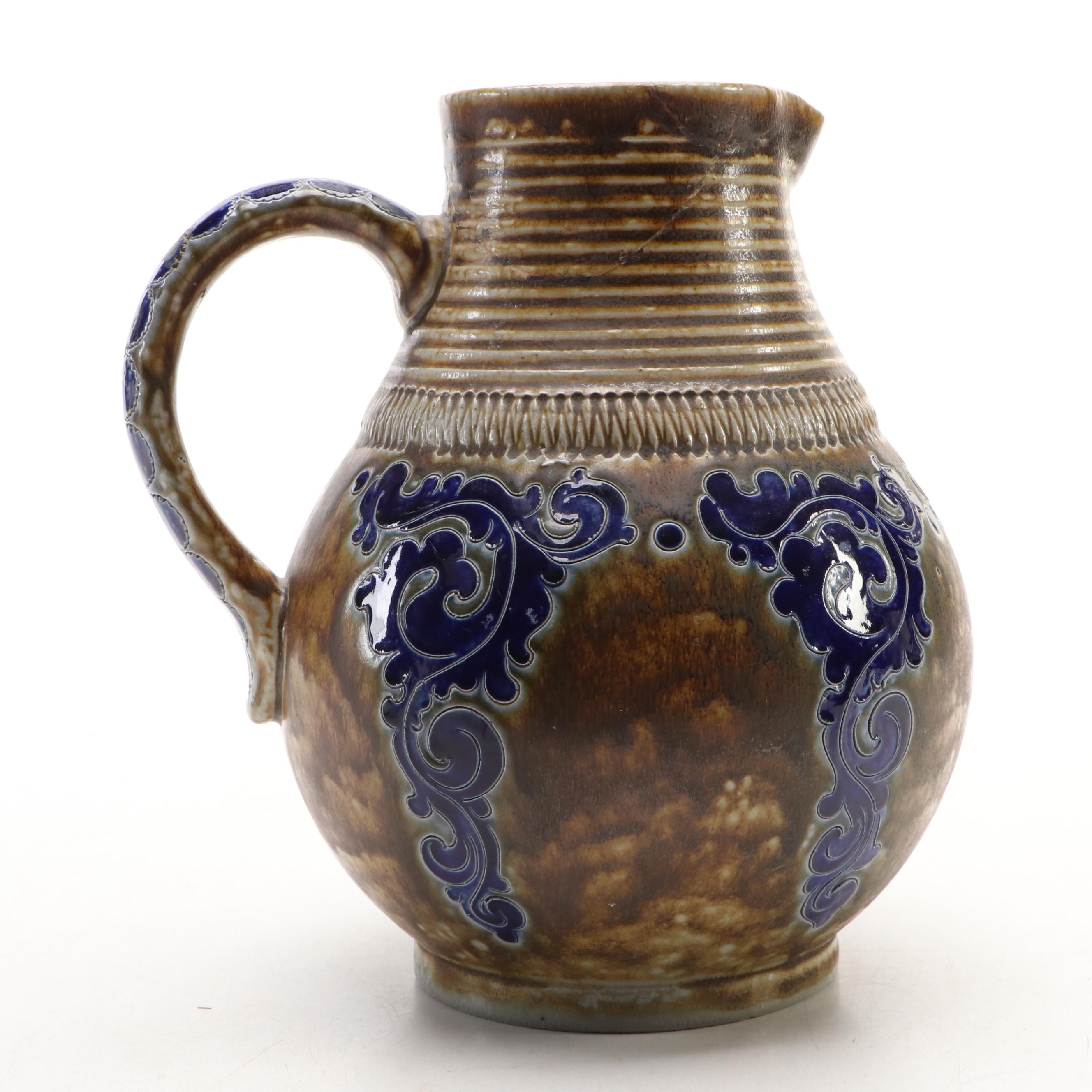 Reinhold Merkelbach "Post-War Modern Design" Hand-Incised Stoneware Pitcher