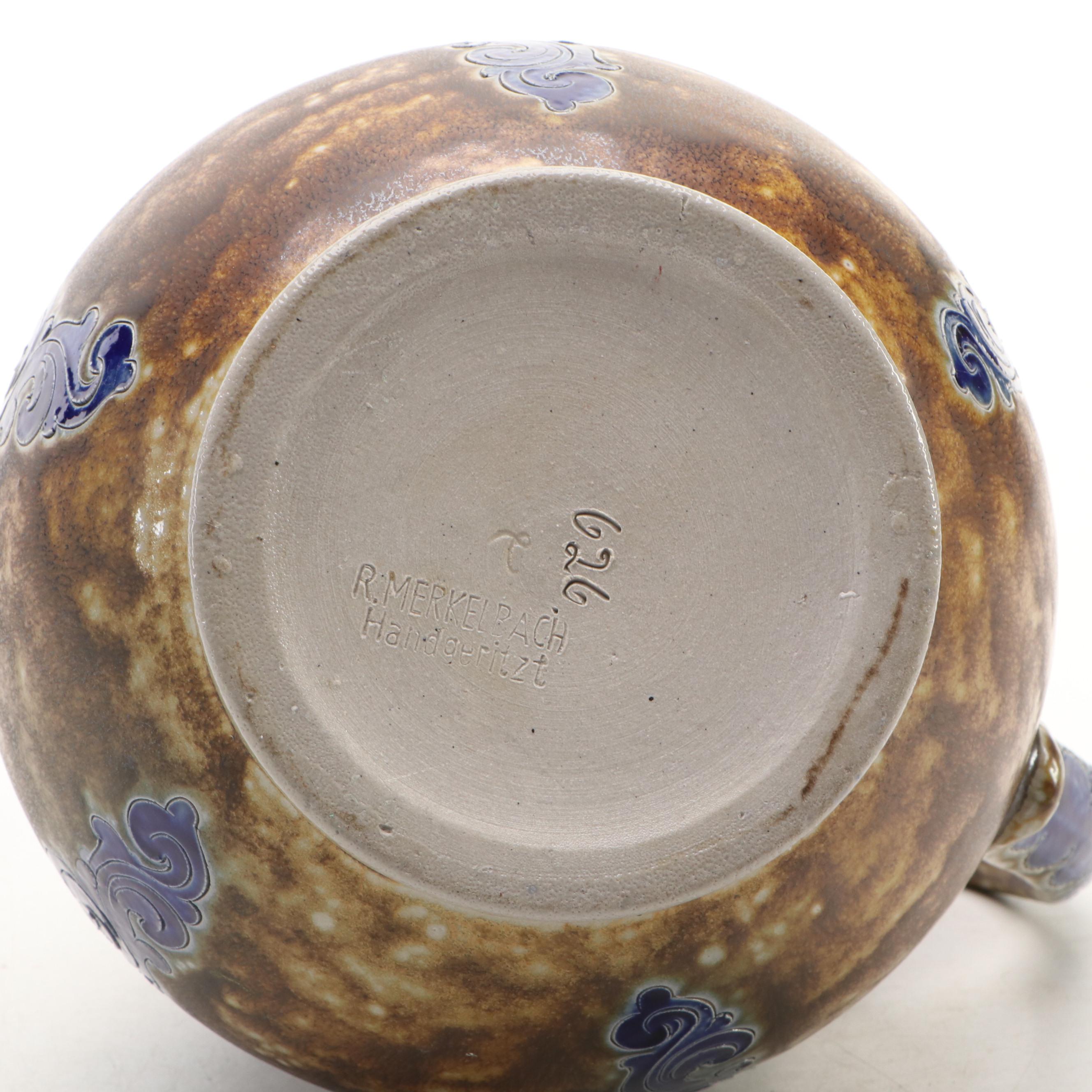 Reinhold Merkelbach "Post-War Modern Design" Hand-Incised Stoneware Pitcher