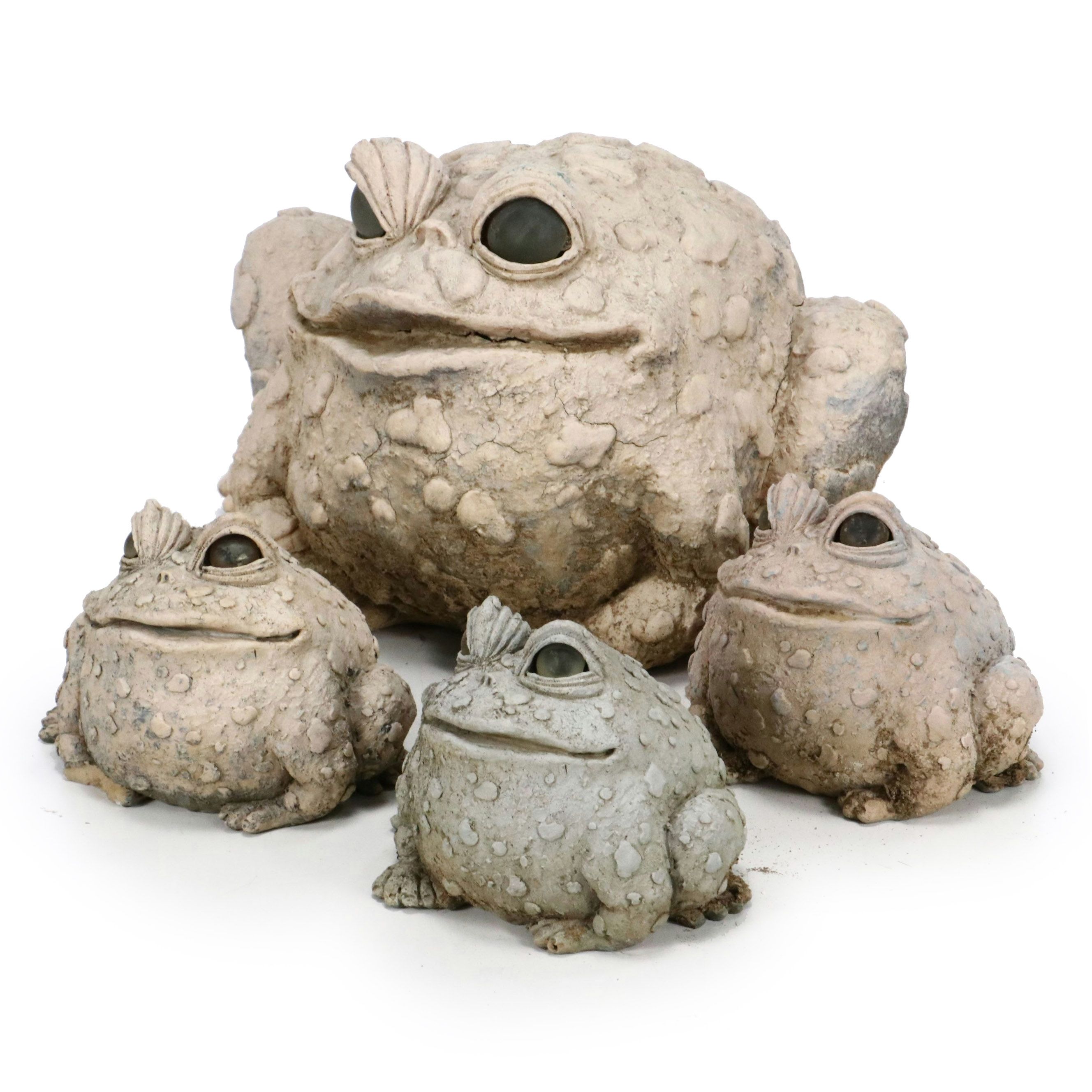 Four Toad Garden Statues