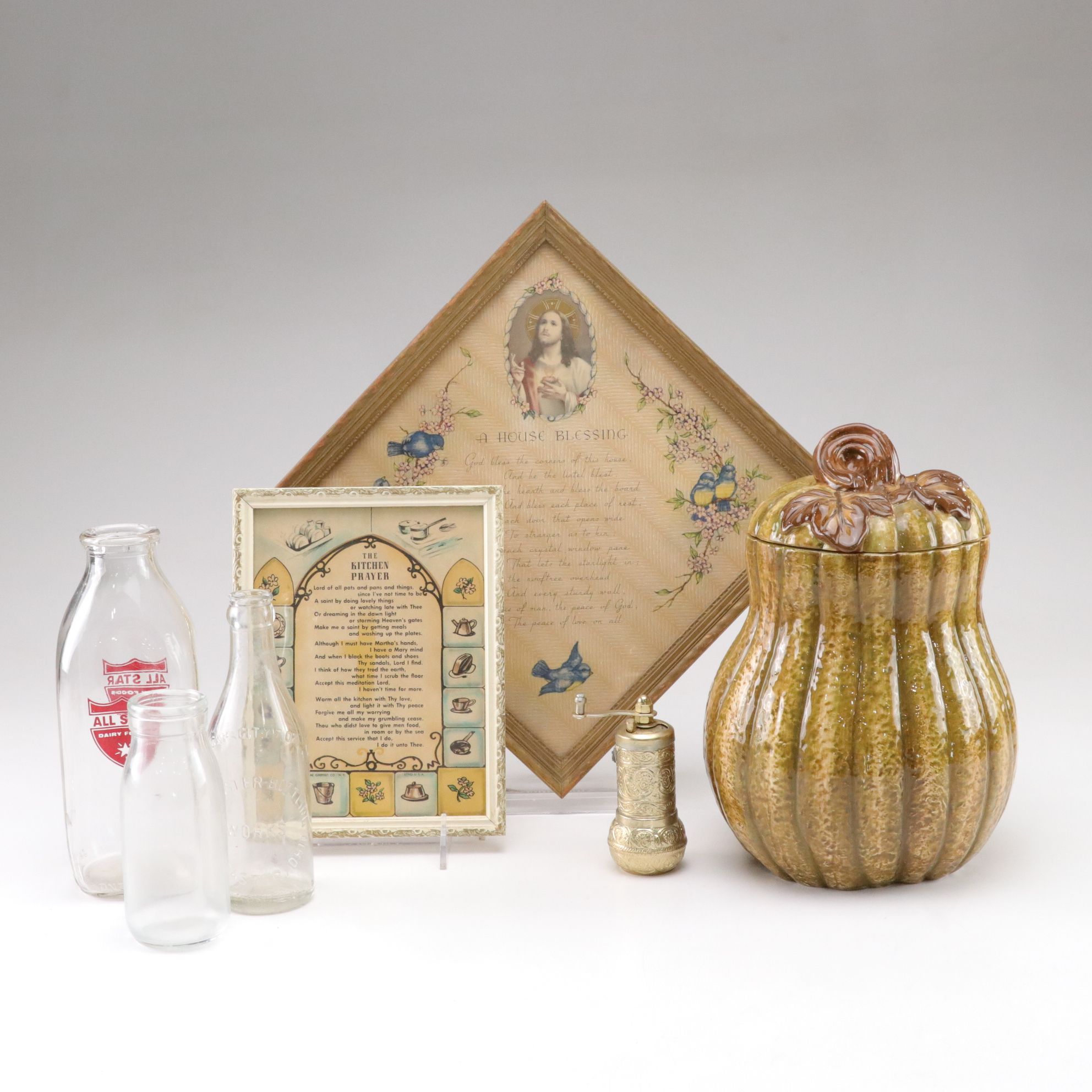 Cheryl & Co. Gourd Cookie Jar with Spice Grinder, "The Kitchen Prayer" & More