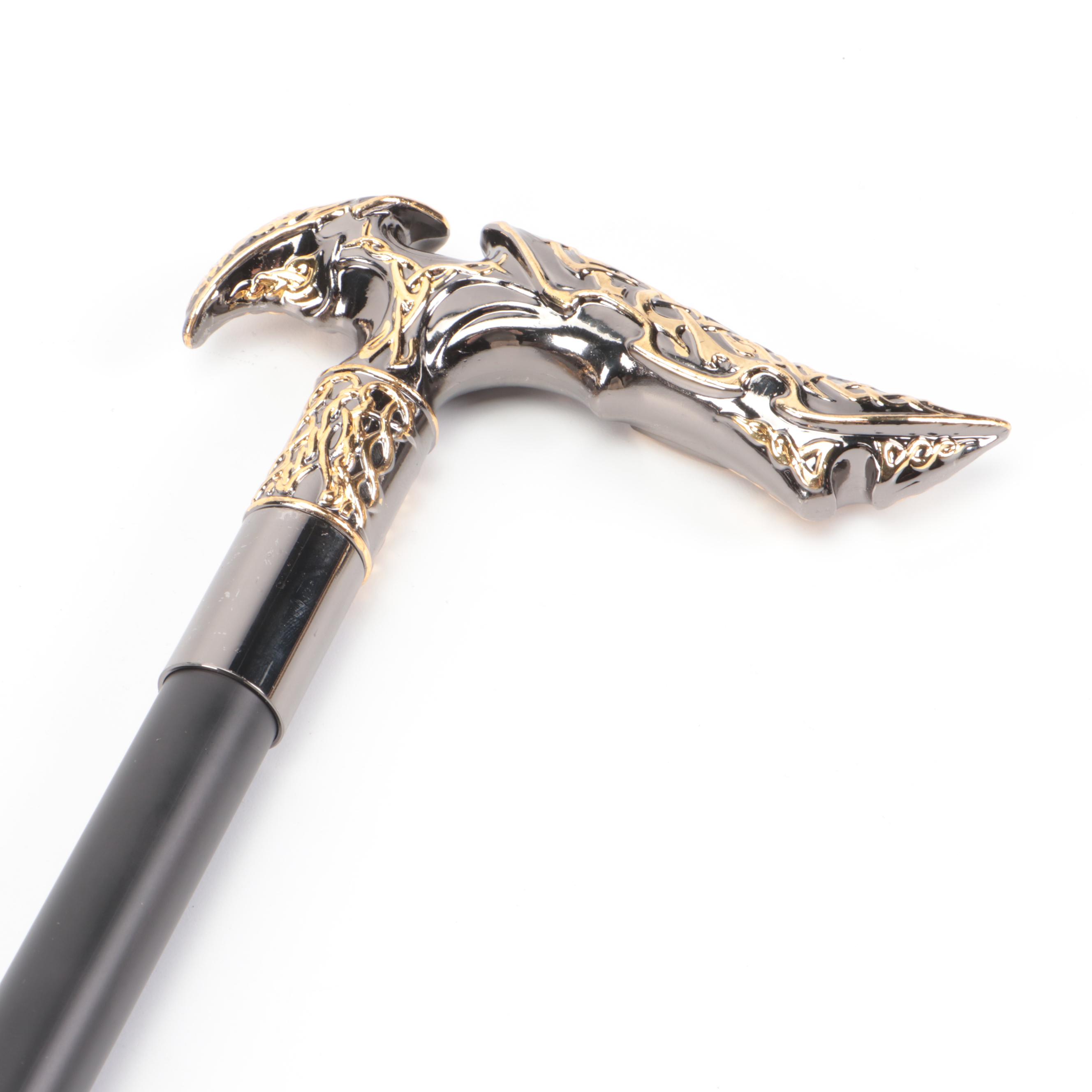 Silver and Gold Finished Embossed Derby Sword Cane