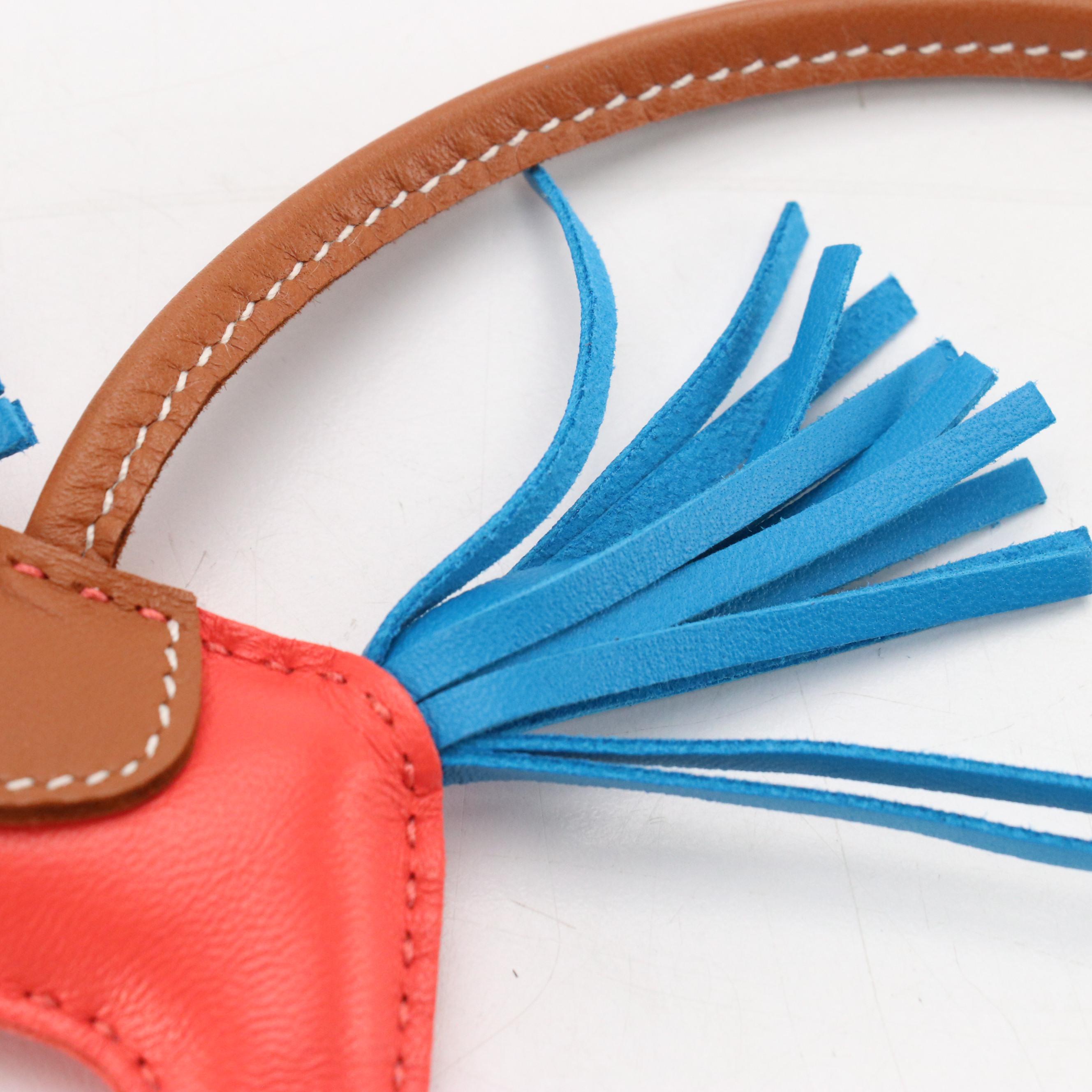 Hermès Rodeo PM Bag Charm in Tricolor Milo Lambskin Leather