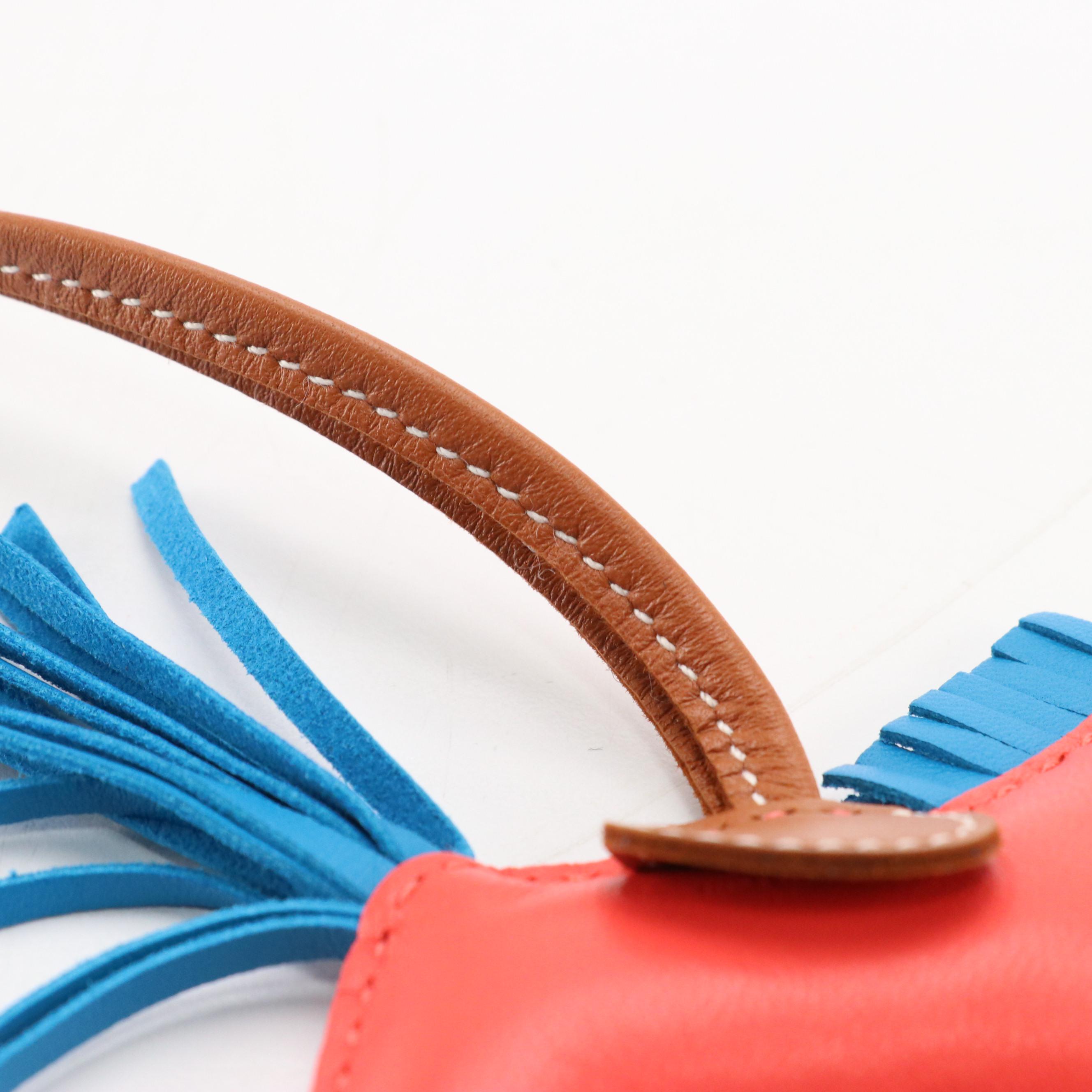 Hermès Rodeo PM Bag Charm in Tricolor Milo Lambskin Leather