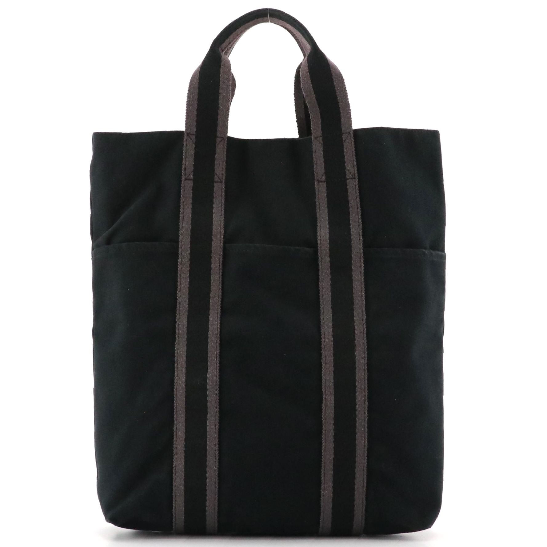 Hermès Cotton Canvas Cabas Fourre-Tout in Black/Grey