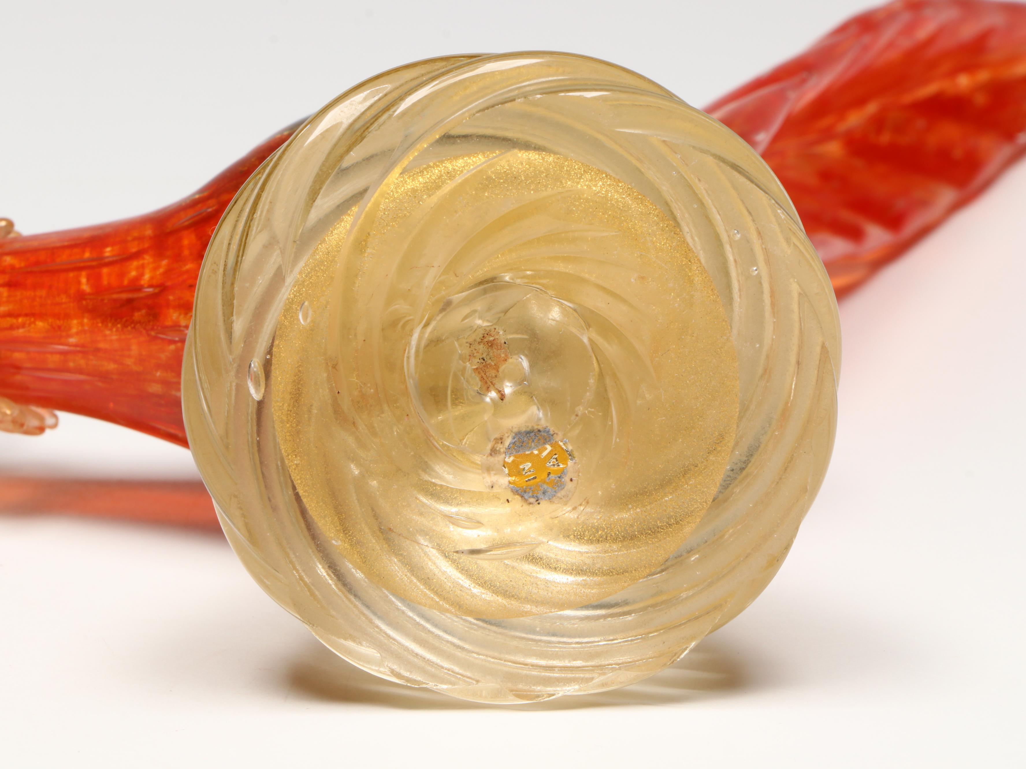 Murano Art Glass with Gold Fleck Pheasant Figurines and Bird Candlestick