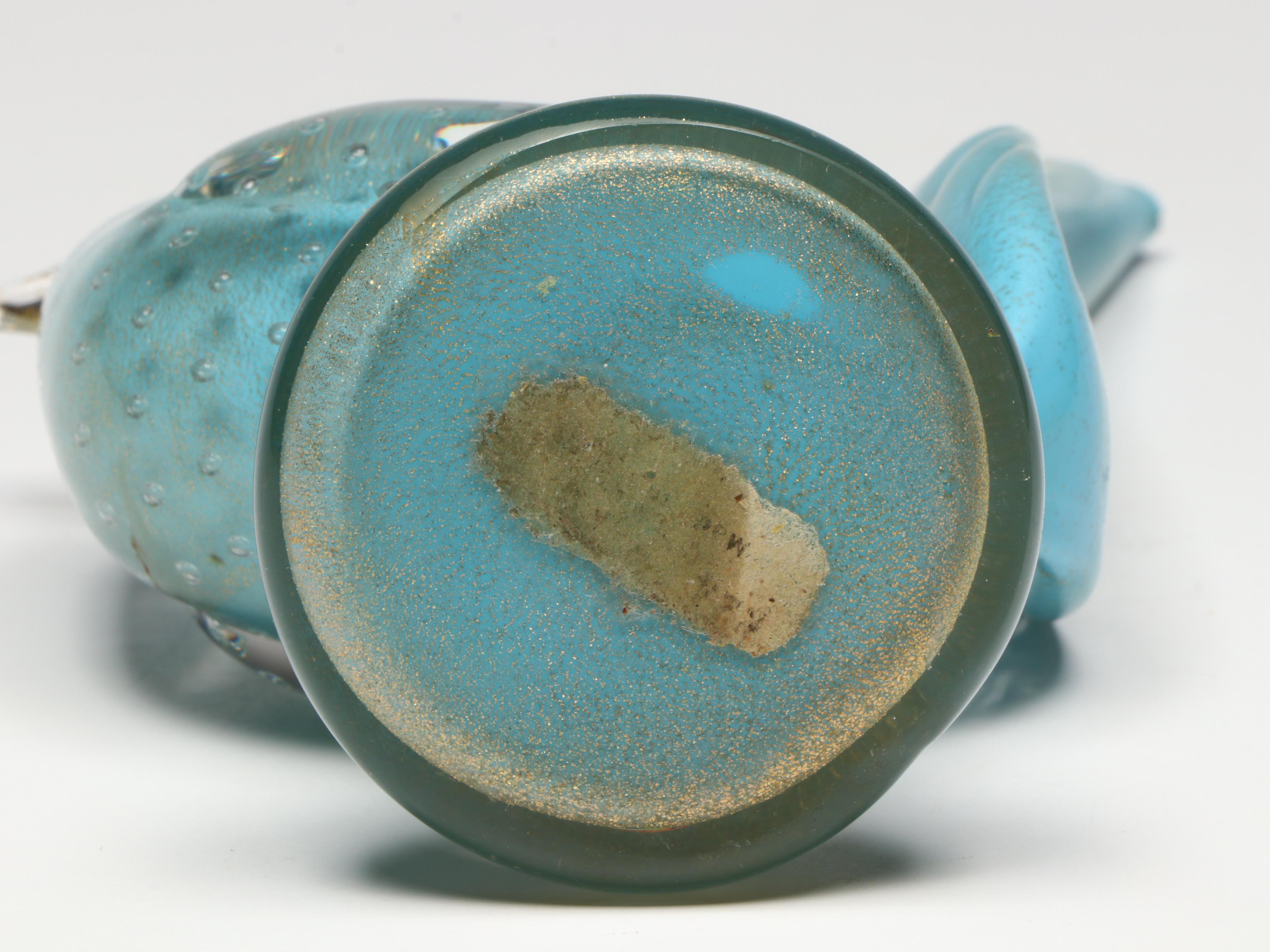 Murano Art Glass with Gold Fleck Pheasant Figurines and Bird Candlestick