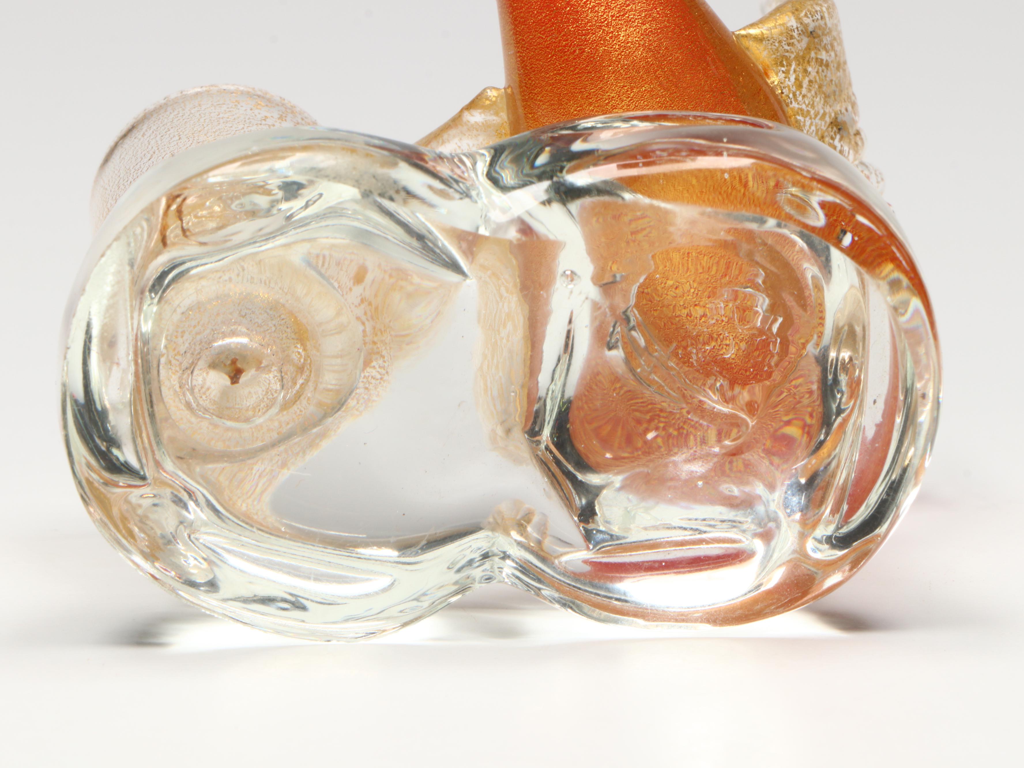 Murano Art Glass with Gold Fleck Pheasant Figurines and Bird Candlestick