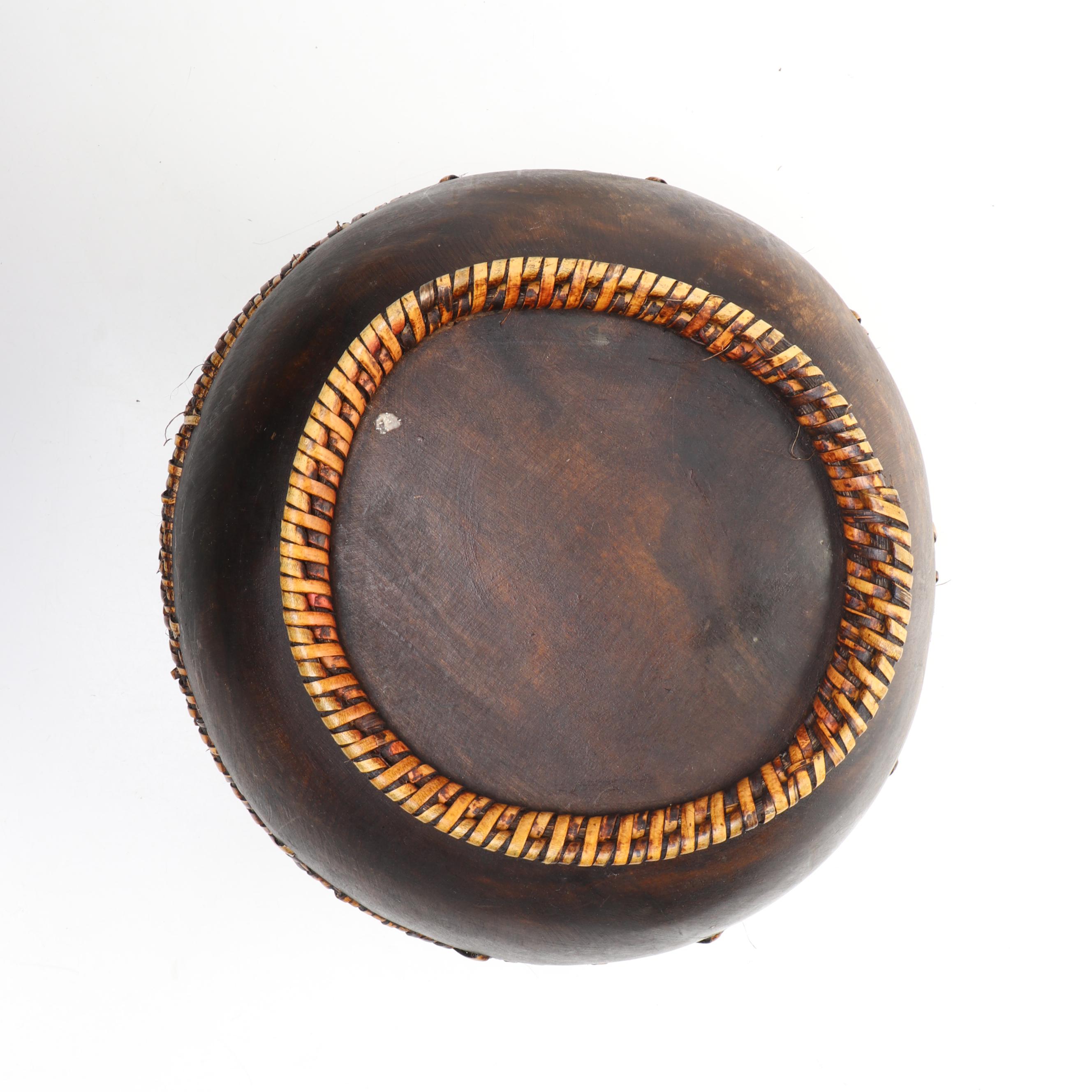 Indonesian Lombok Style Baskets with Carved Wood Four Compartment Box