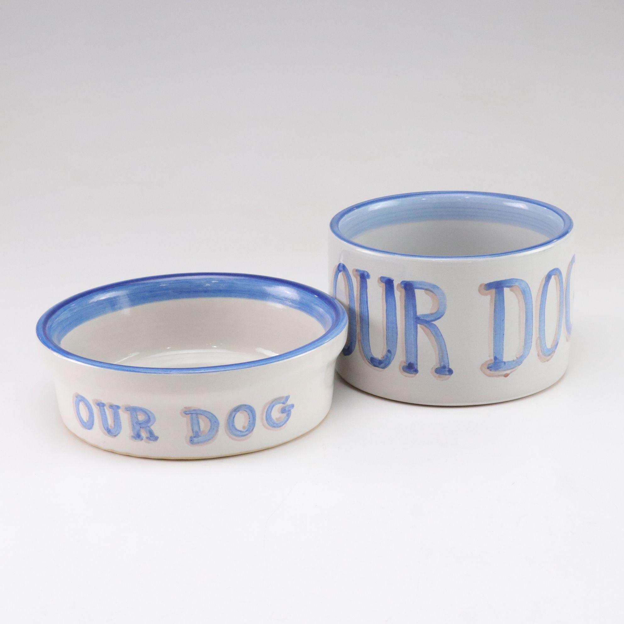 Two M.A.Hadley Pottery Dog Bowls