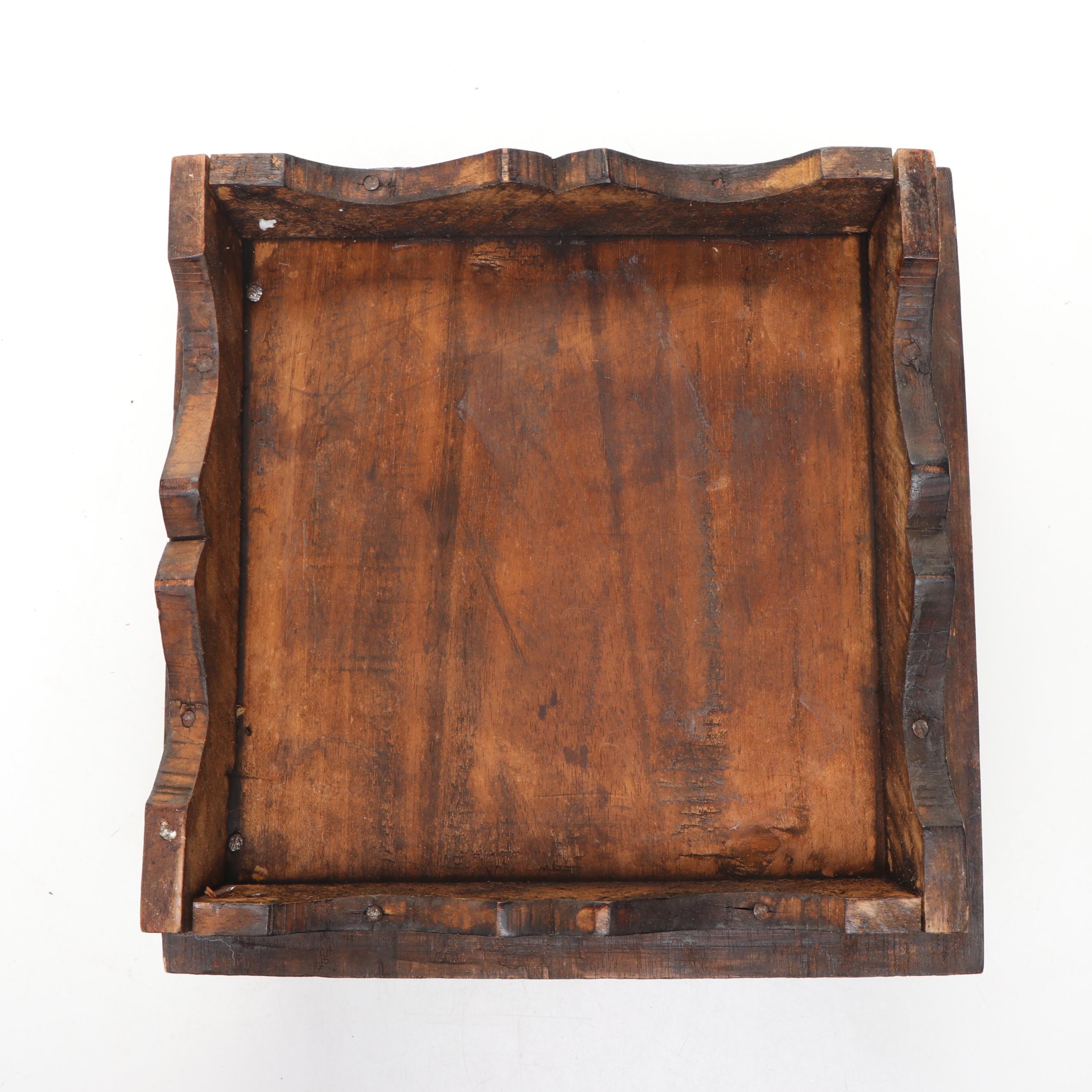 Indonesian Lombok Style Baskets with Carved Wood Four Compartment Box