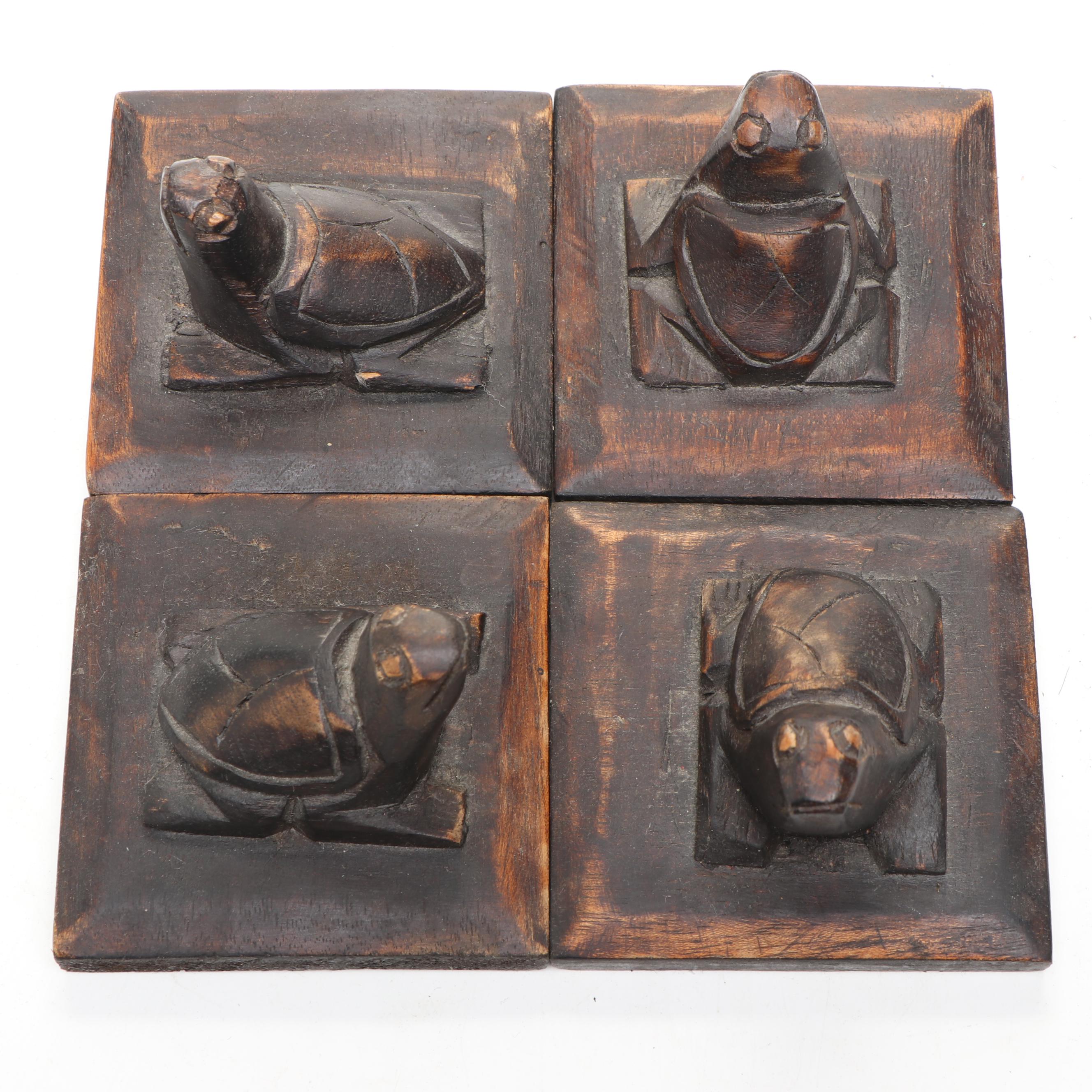 Indonesian Lombok Style Baskets with Carved Wood Four Compartment Box