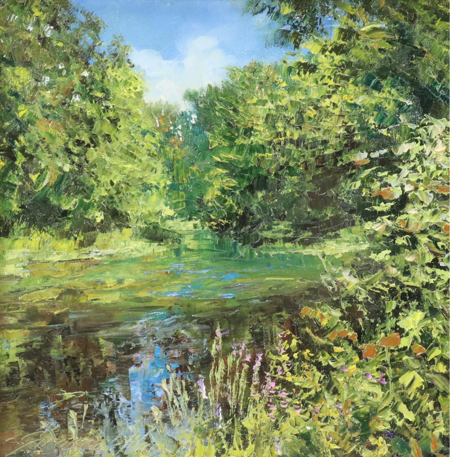 Garncarek Aleksander Pond Landscape Oil Painting, 2025