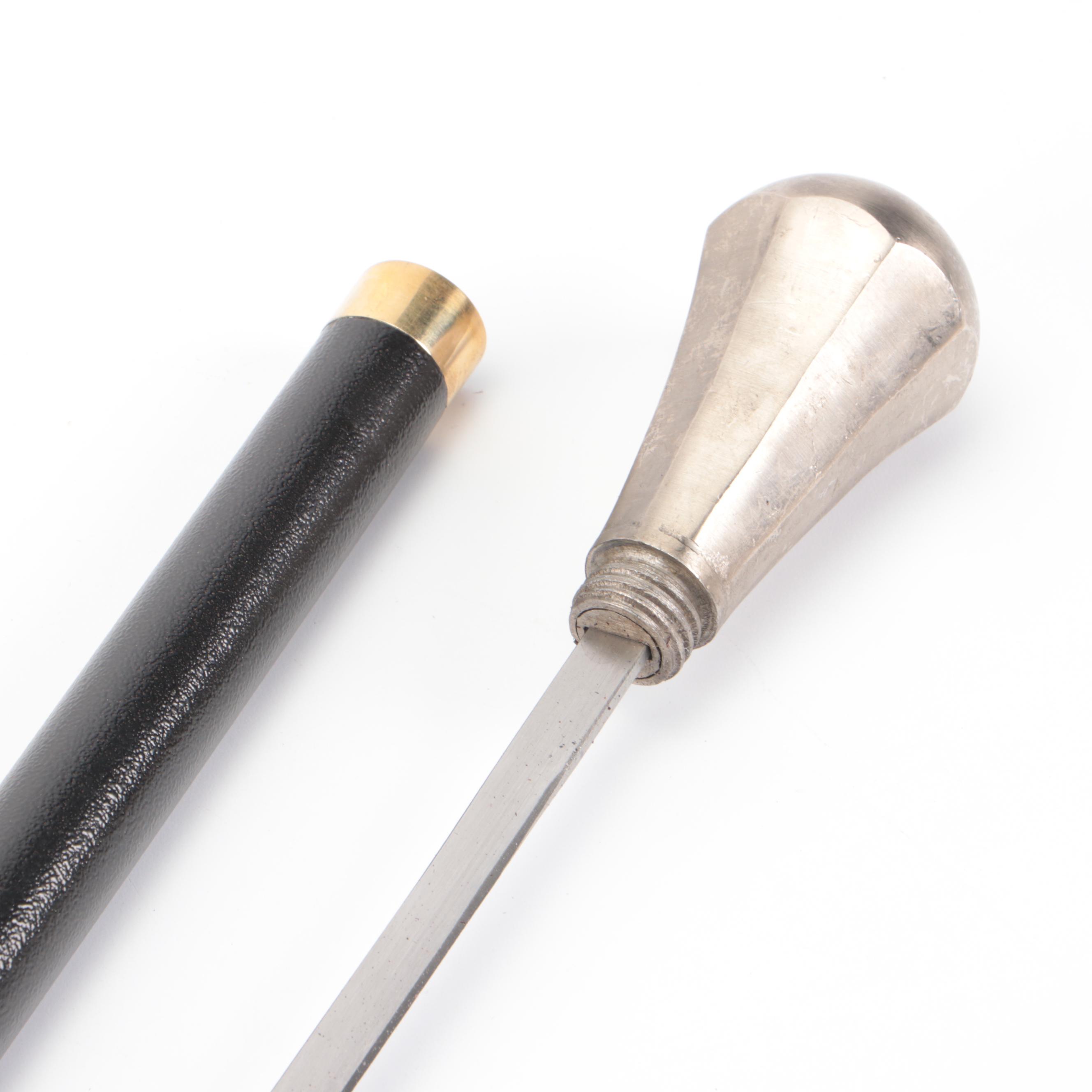 Victorian Style Metal Handled Sword Cane