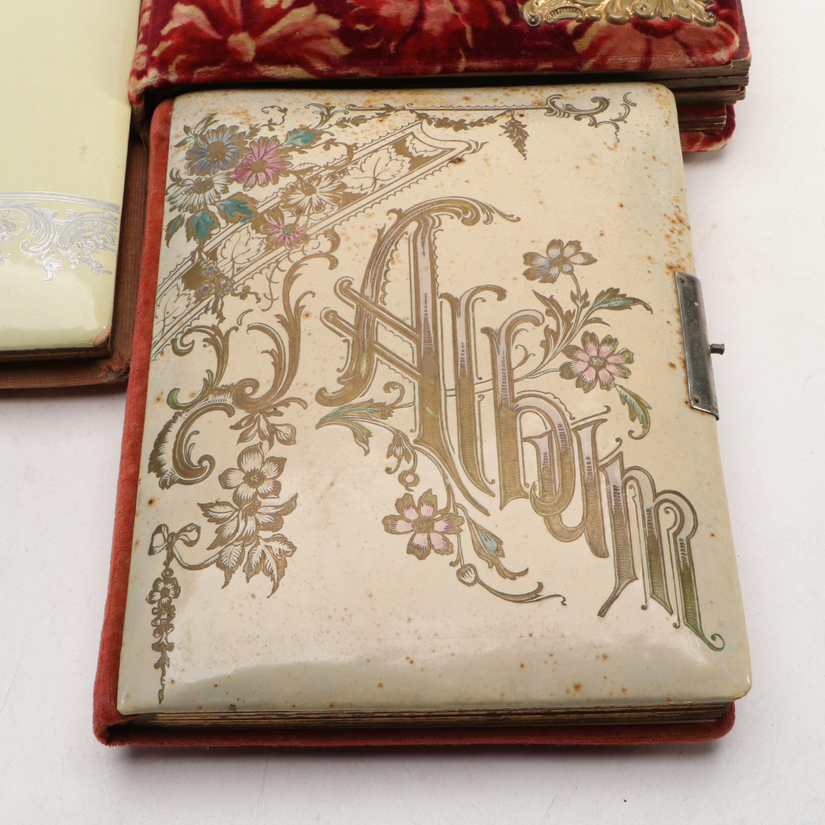 Victorian Celluloid and Velvet Photo Albums, Late 19th Century