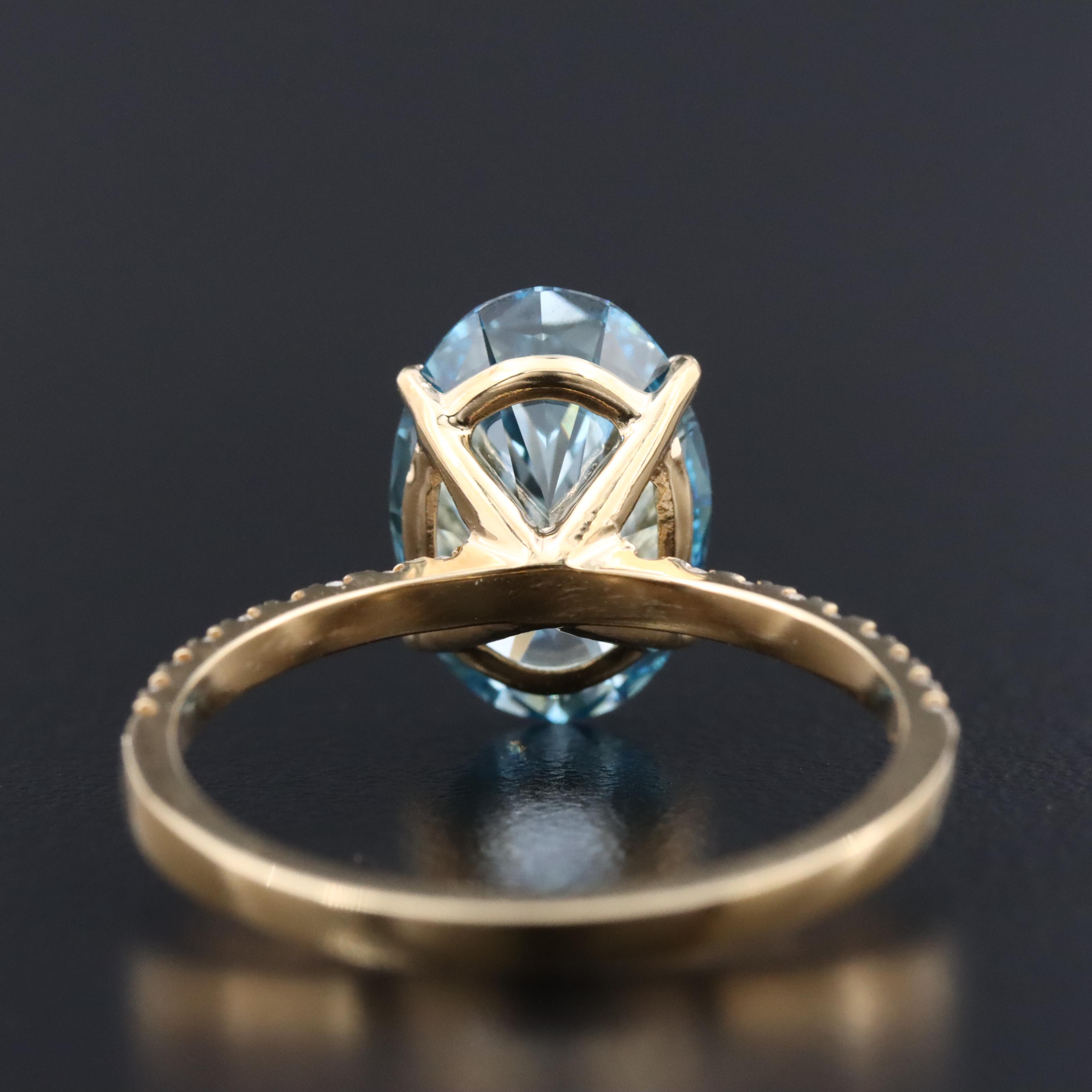 18K 3.29 CTW Lab Grown Diamond Ring with IGI Report and Fancy Blue Center