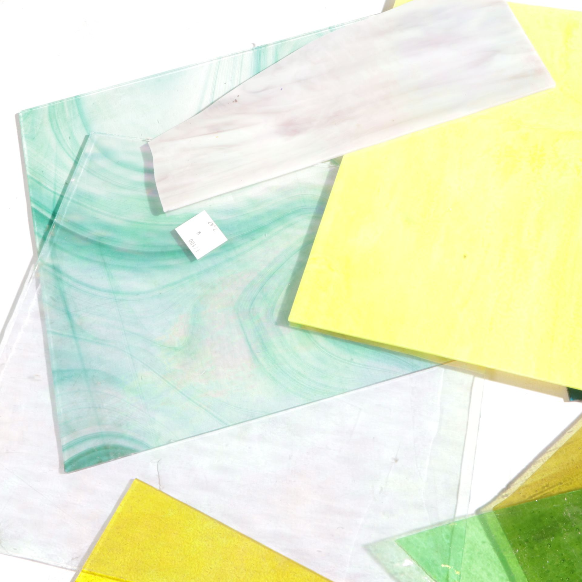 Stained Glass Scrap Mosaic Craft Materials in Blue, Green and Yellow Hues