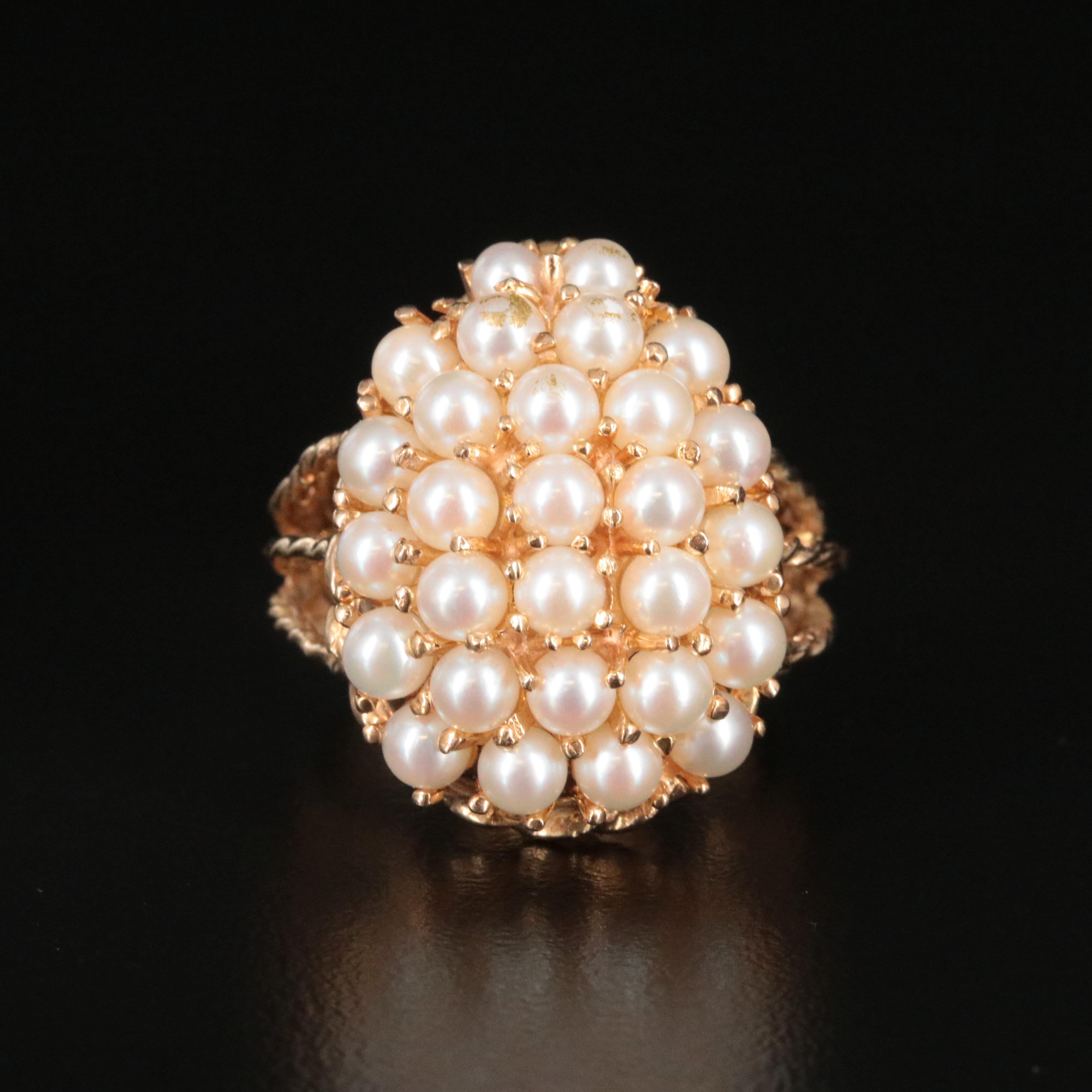 14K Pearl Cluster Ring