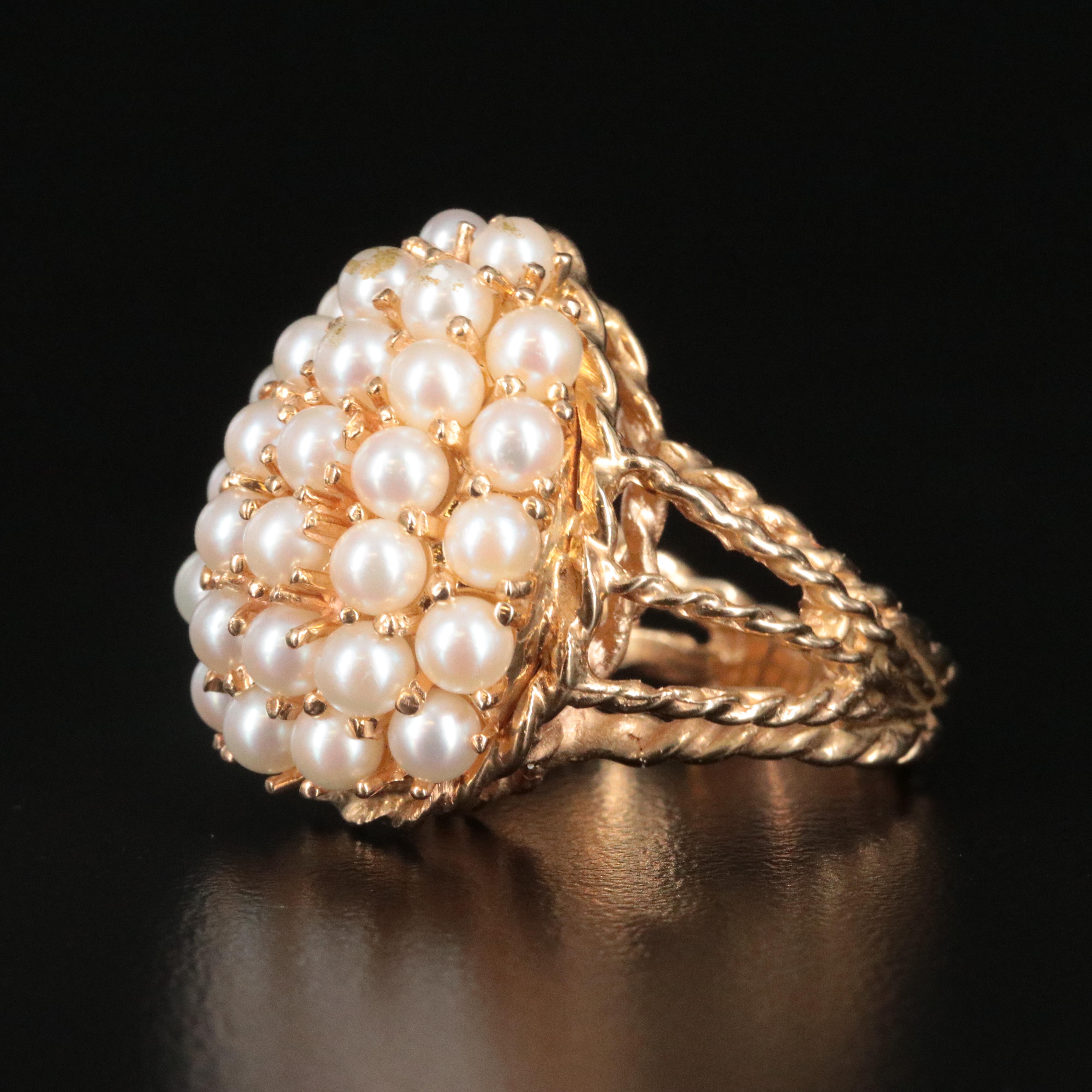 14K Pearl Cluster Ring