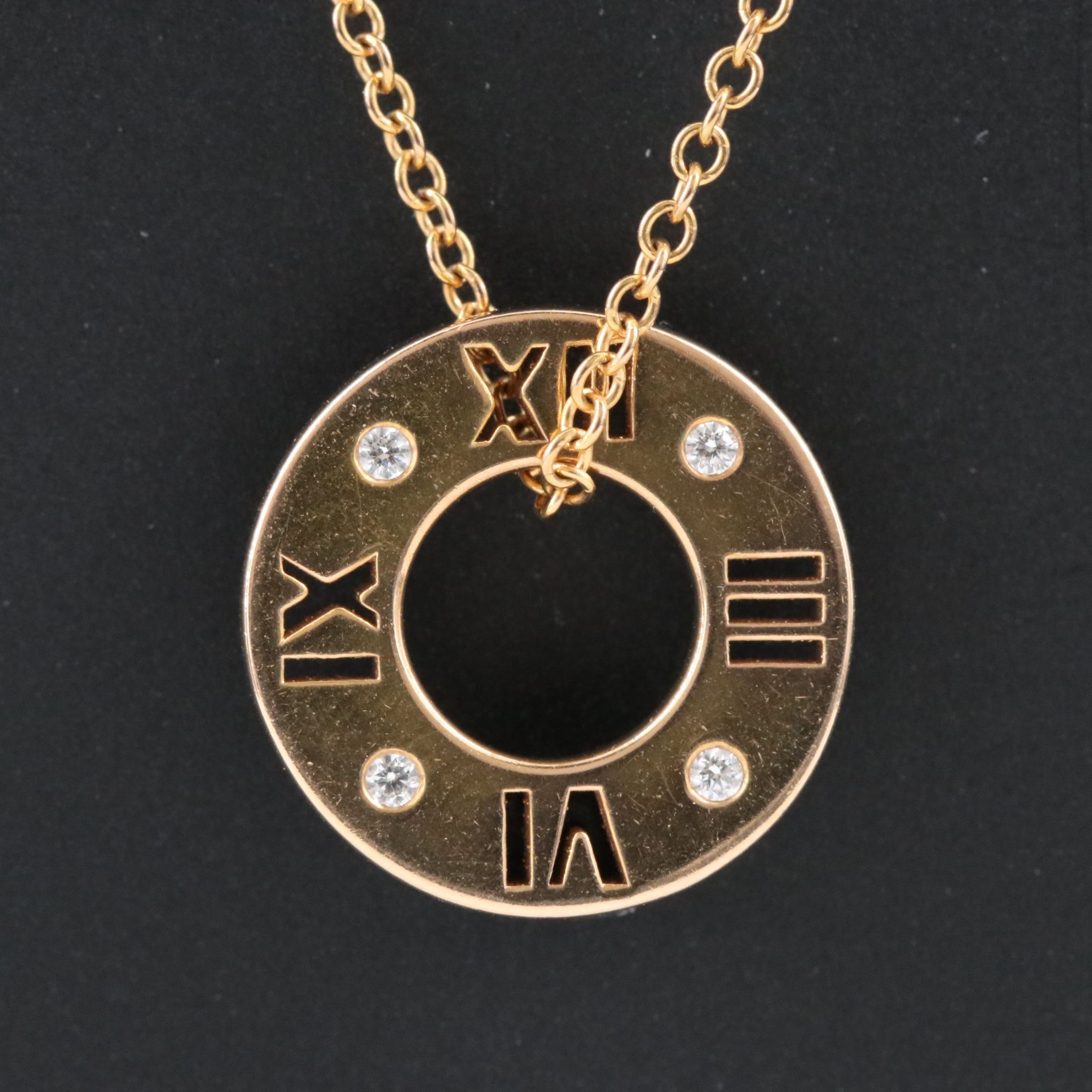 Tiffany & Co. 18K Rose Gold and Diamond Atlas Pierced Circle Pendant Necklace