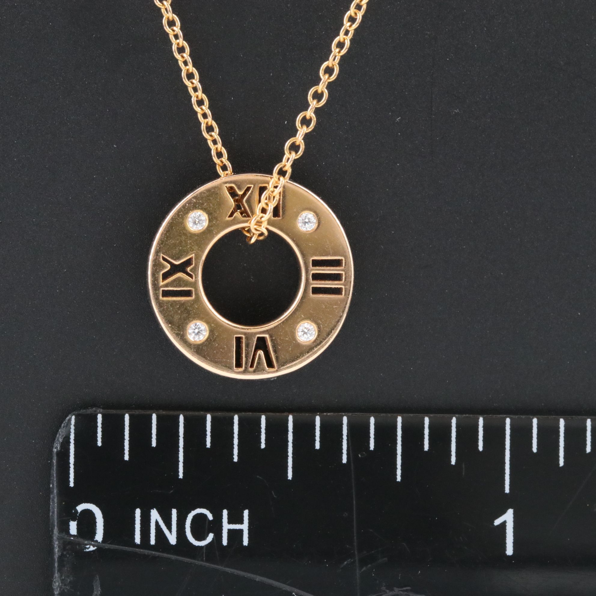 Tiffany & Co. 18K Rose Gold and Diamond Atlas Pierced Circle Pendant Necklace