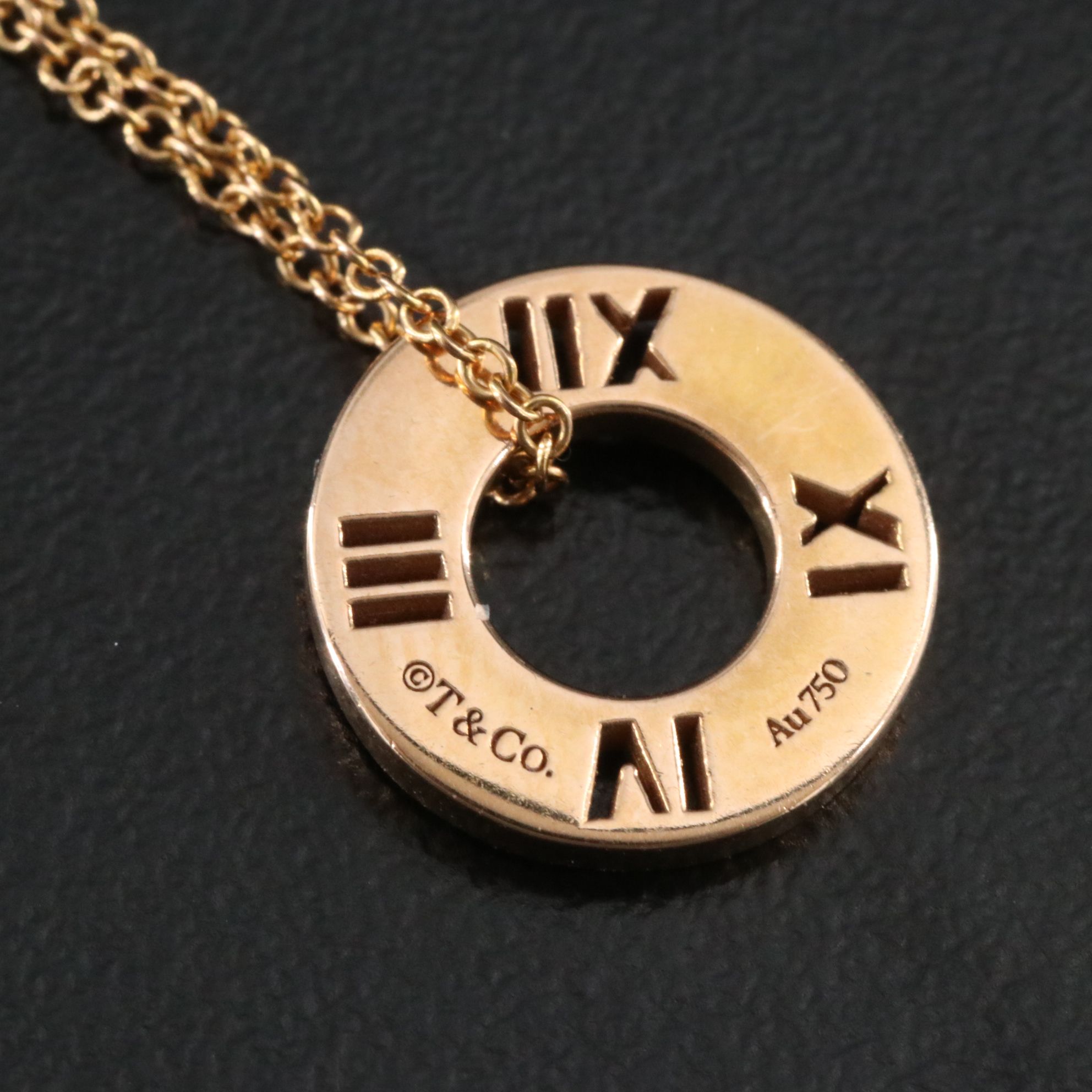 Tiffany & Co. 18K Rose Gold and Diamond Atlas Pierced Circle Pendant Necklace