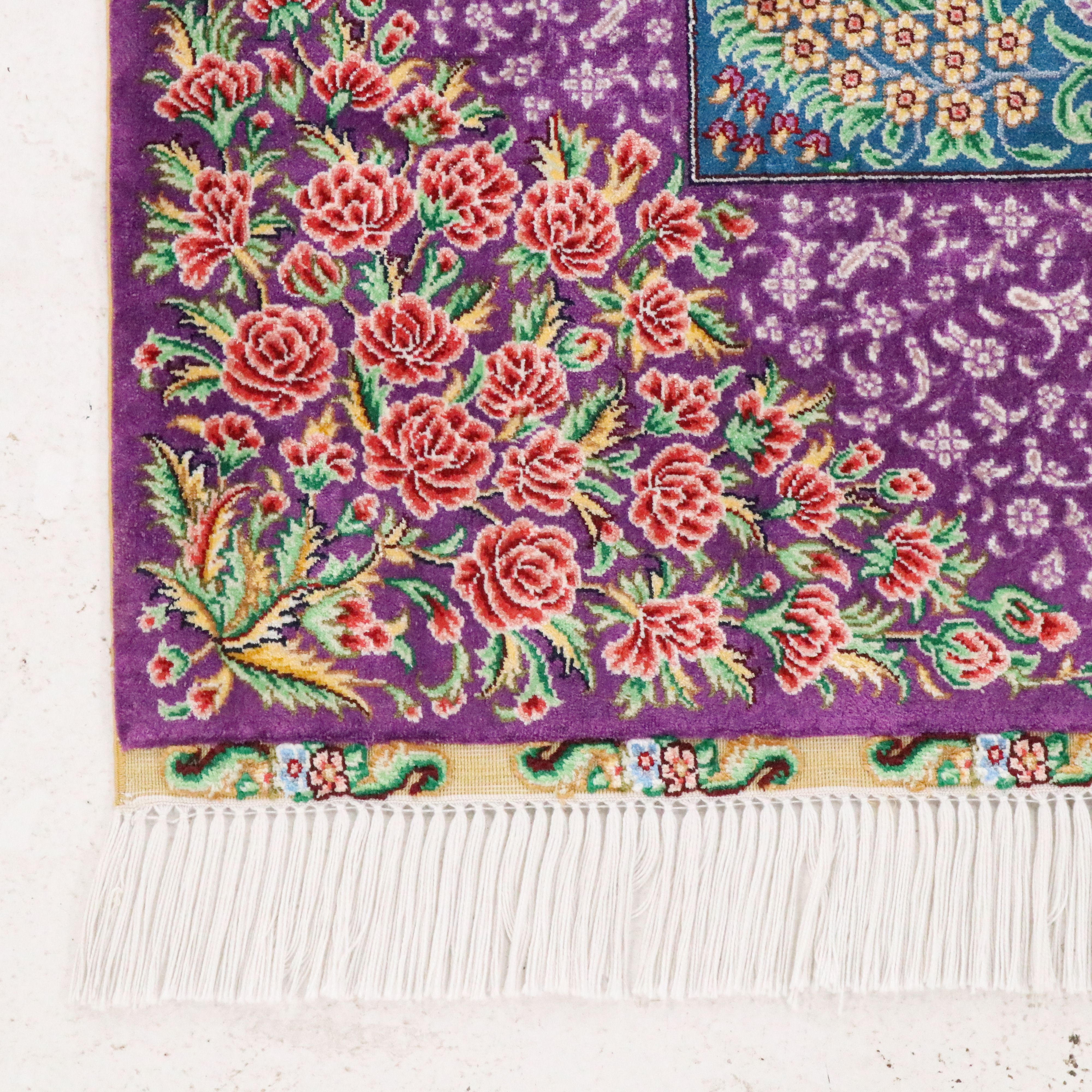 3'1 x 5' Hand-Knotted Signed Persian Qom Silk Area Rug