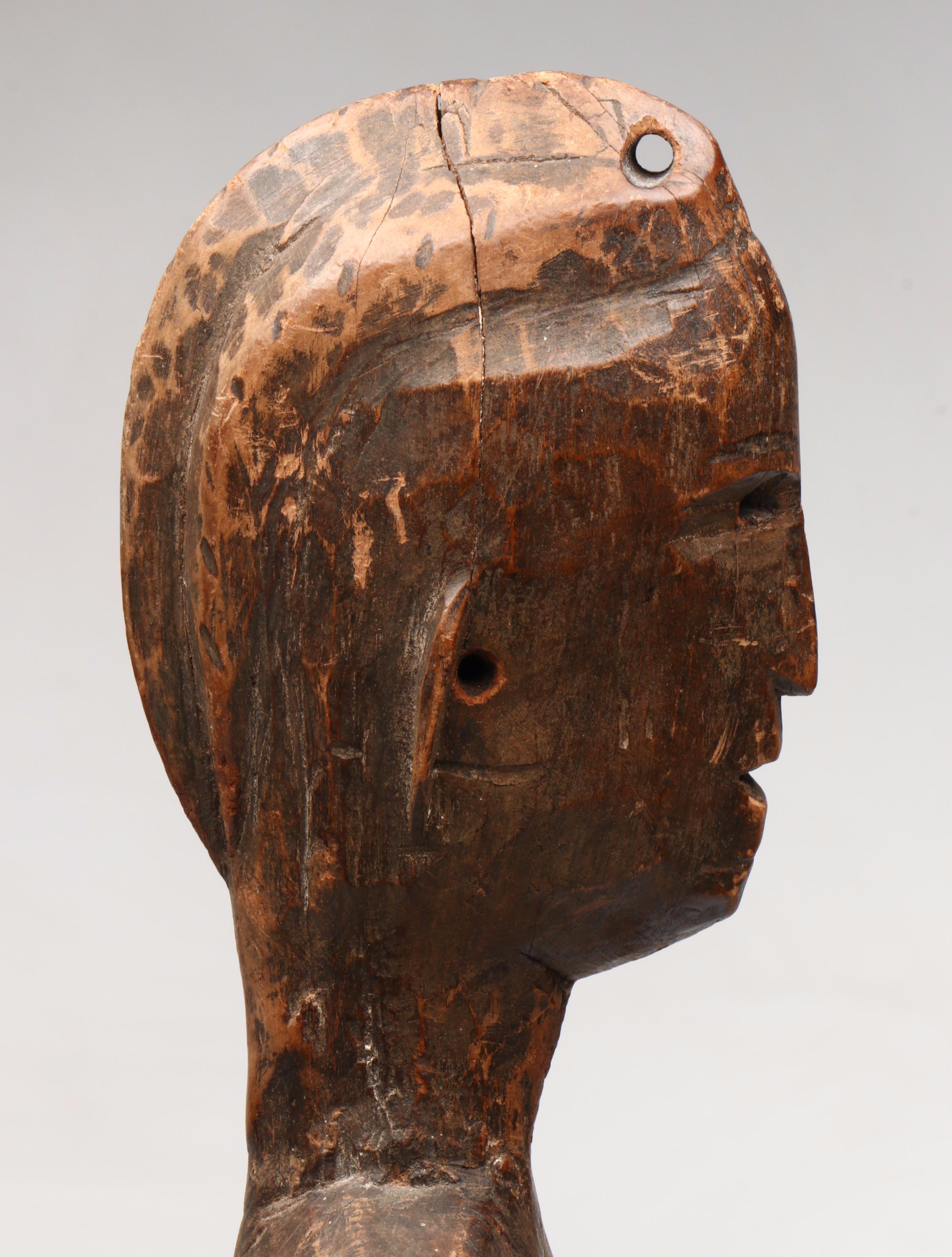 West African Wood Carving of Nude Female Figure, 20th Century
