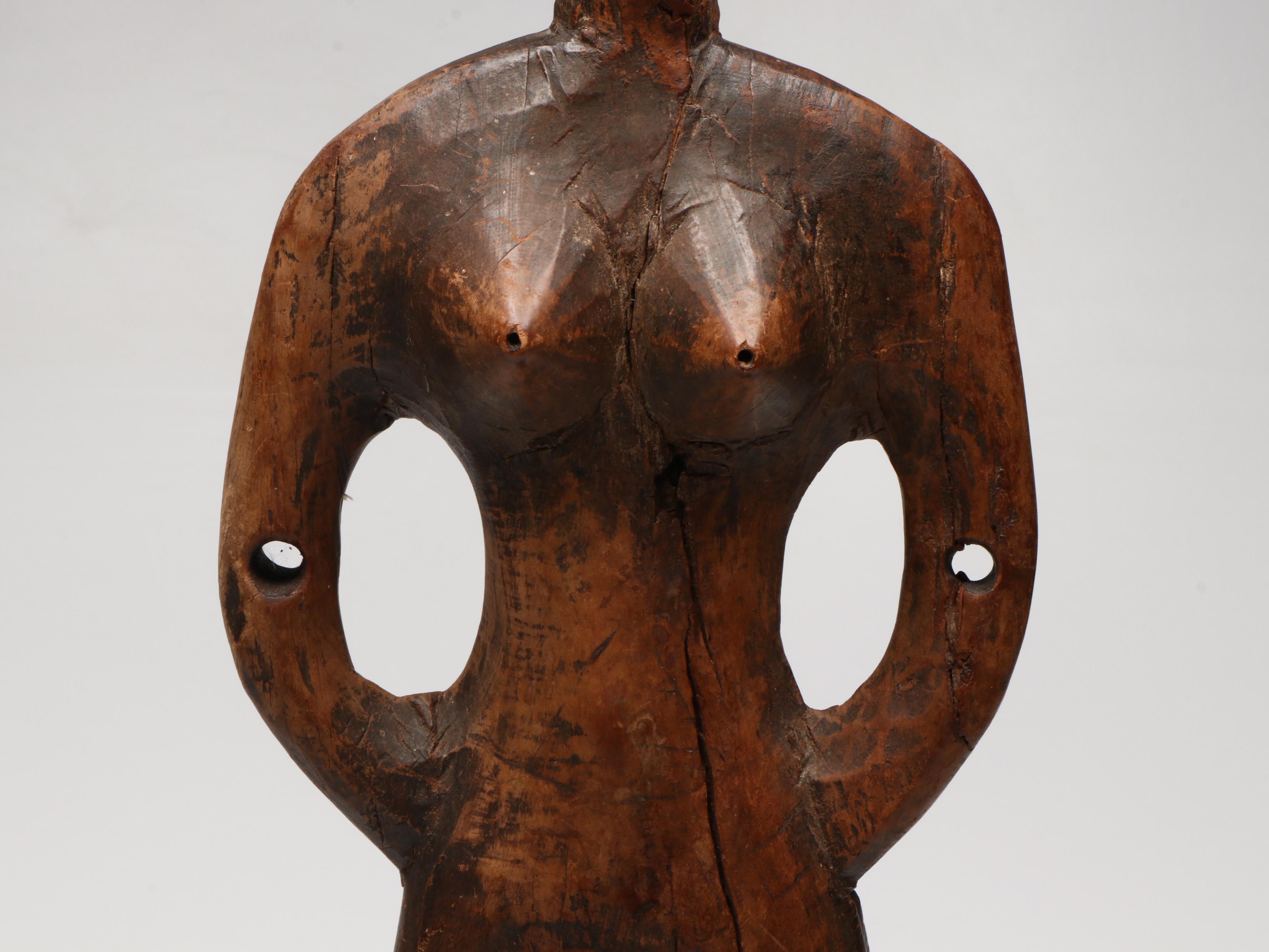 West African Wood Carving of Nude Female Figure, 20th Century