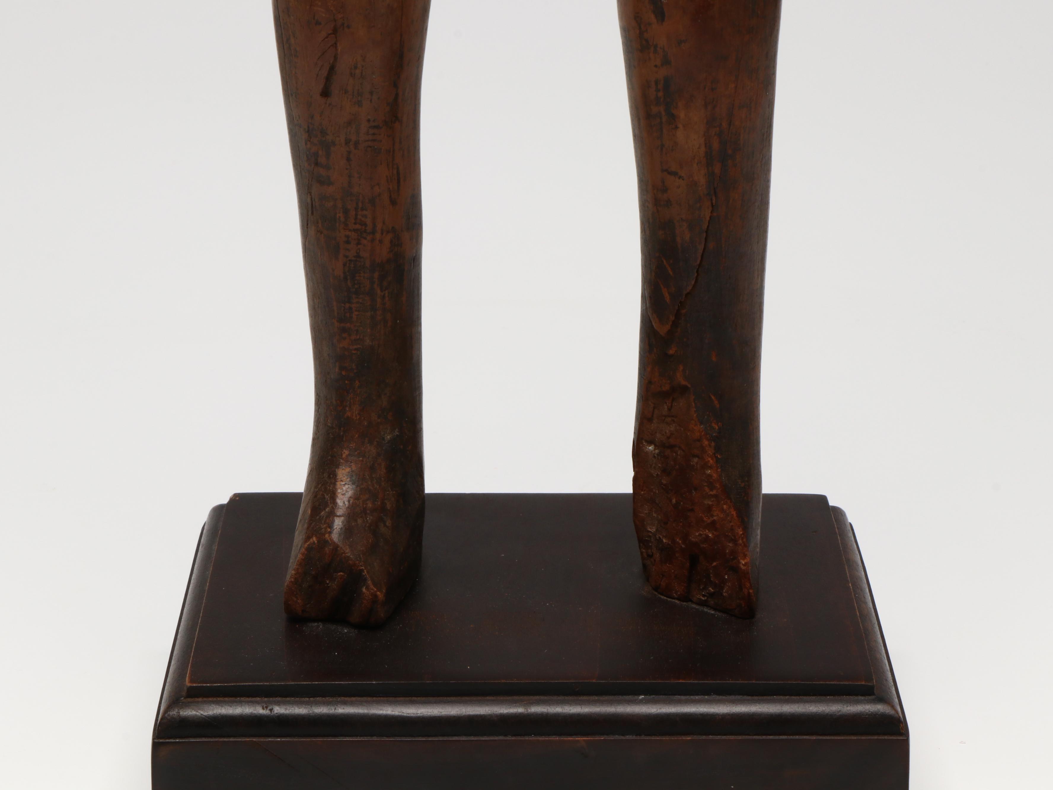 West African Wood Carving of Nude Female Figure, 20th Century