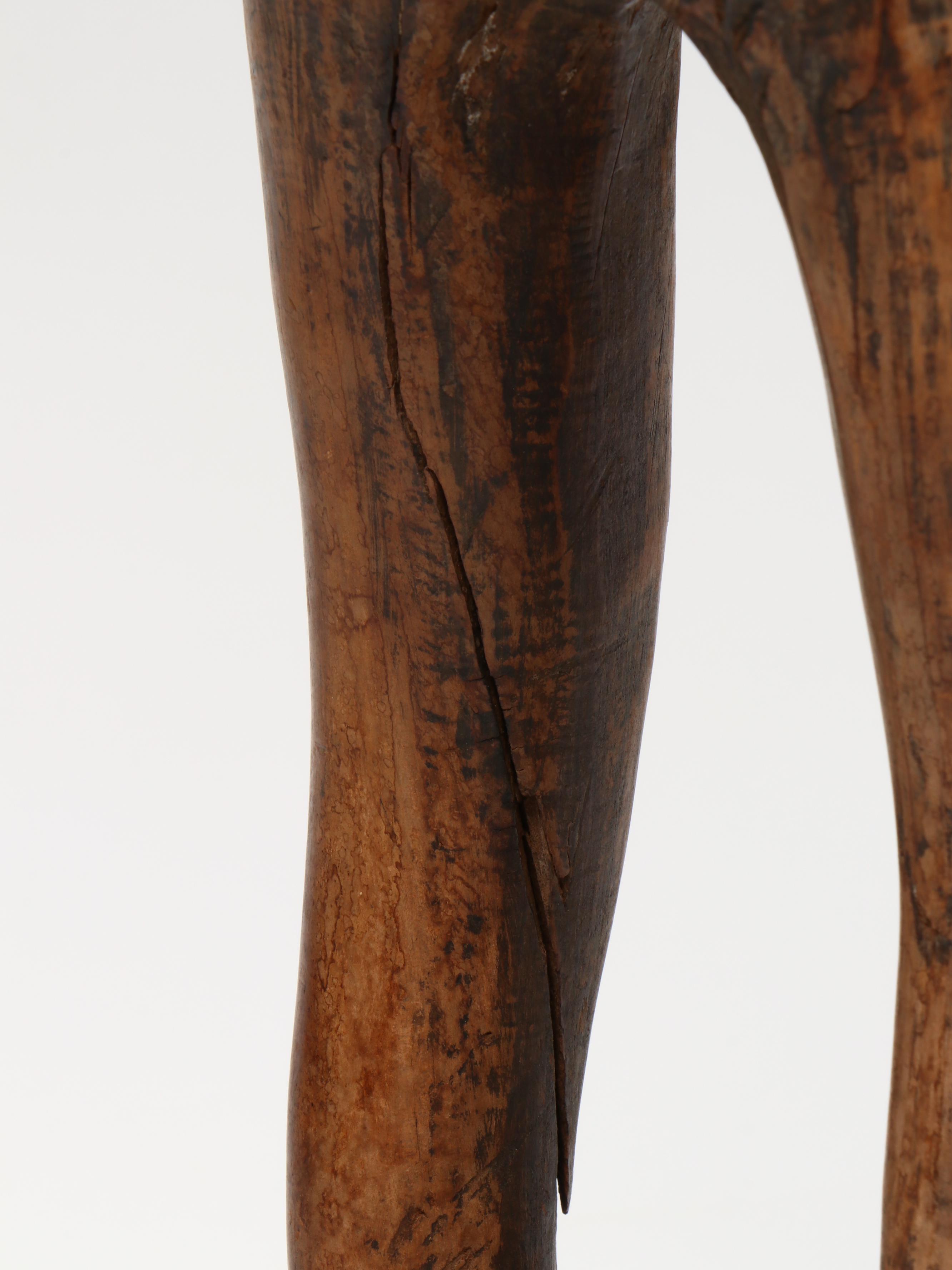 West African Wood Carving of Nude Female Figure, 20th Century