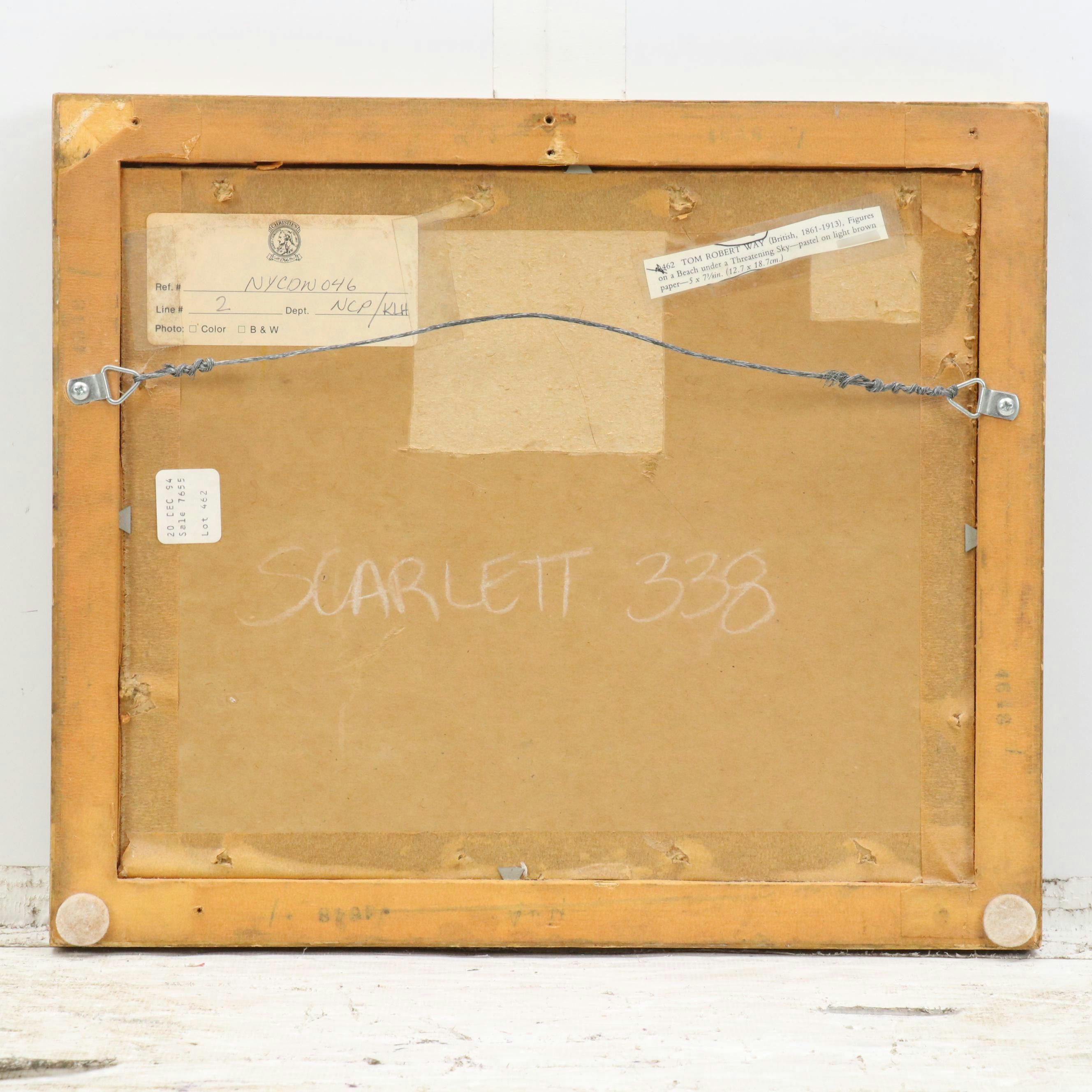 Attr. to Tom Robert Way Beach Scene Pastel Drawing, Early 20th Century