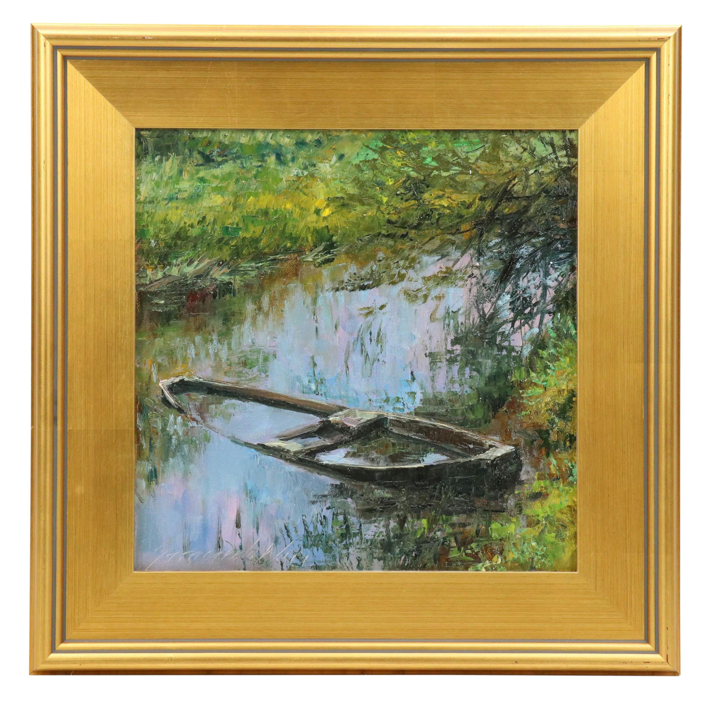Garncarek Aleksander Pond Landscape Oil Painting, 2025