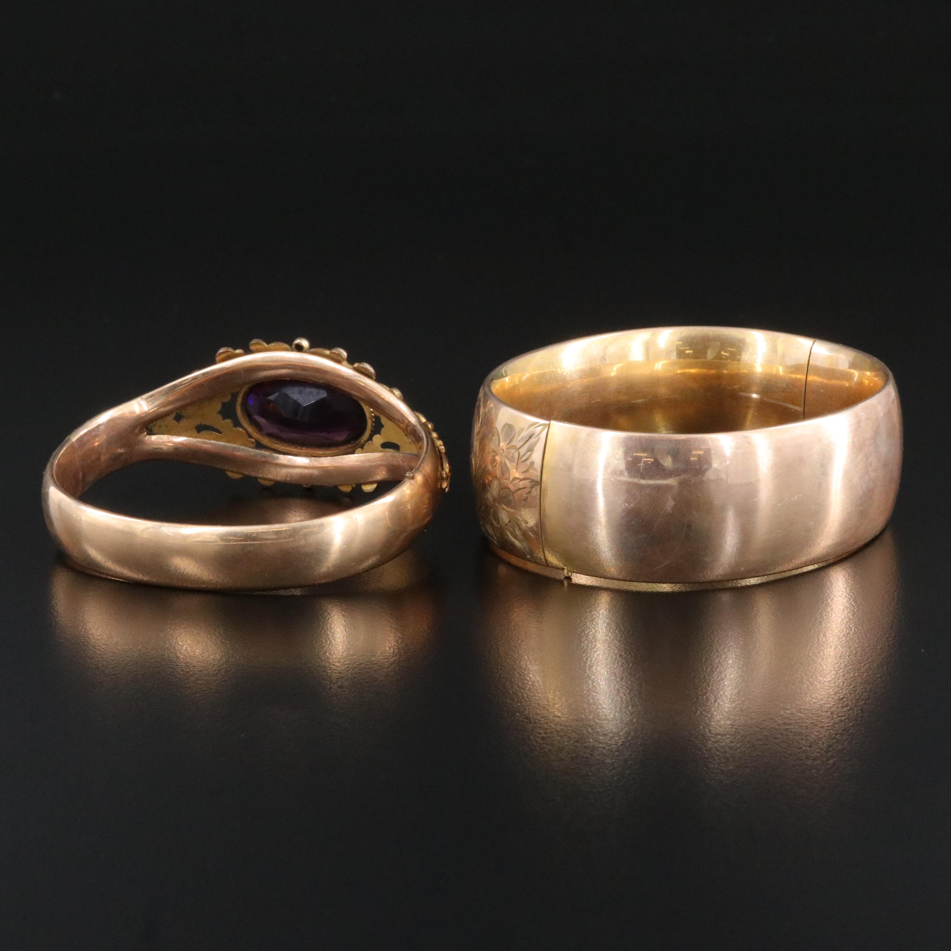 Vintage Empire Mfg. Co. Gold-Filled and Amethyst Glass Bracelets