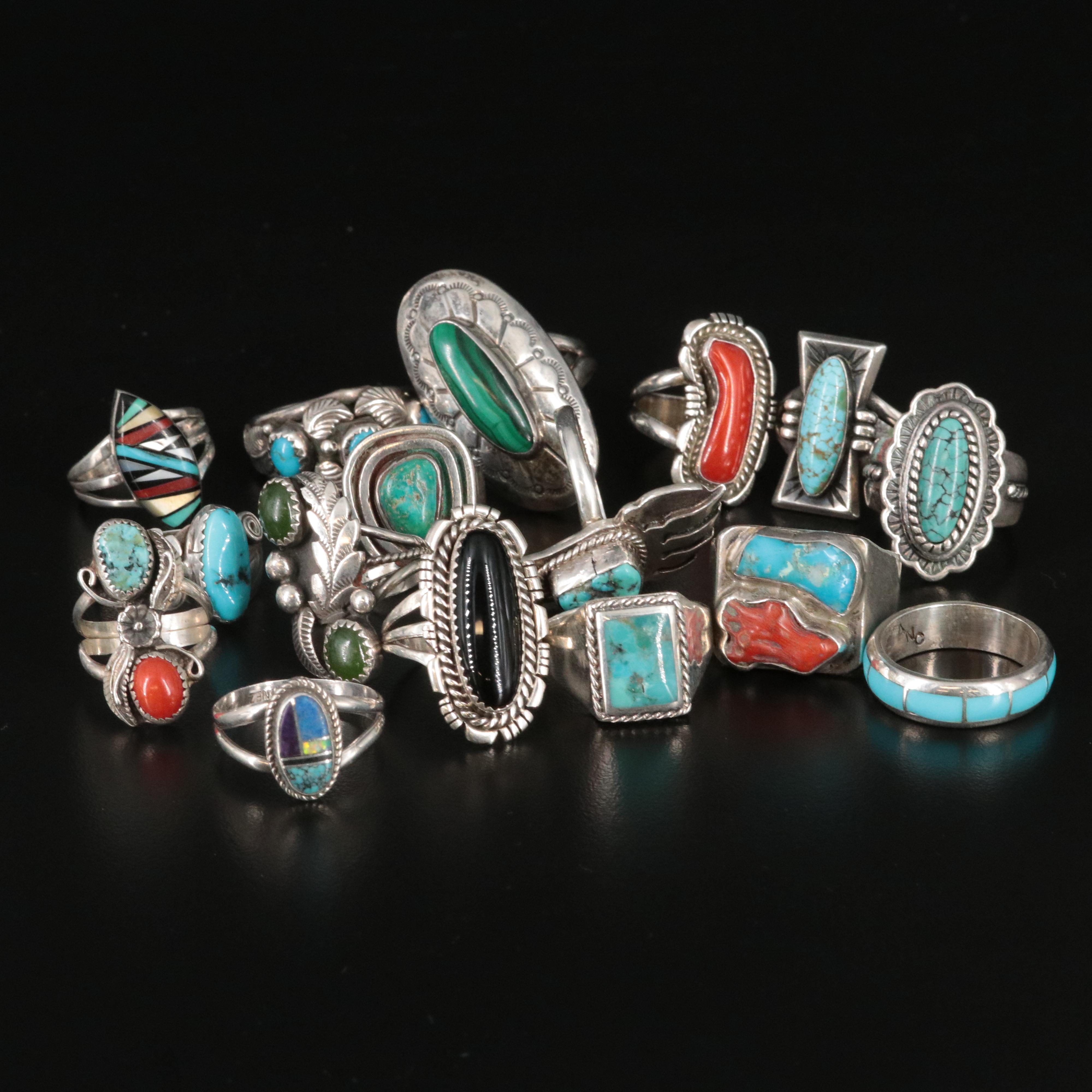 Sterling Southwestern Ring Collection with Stones