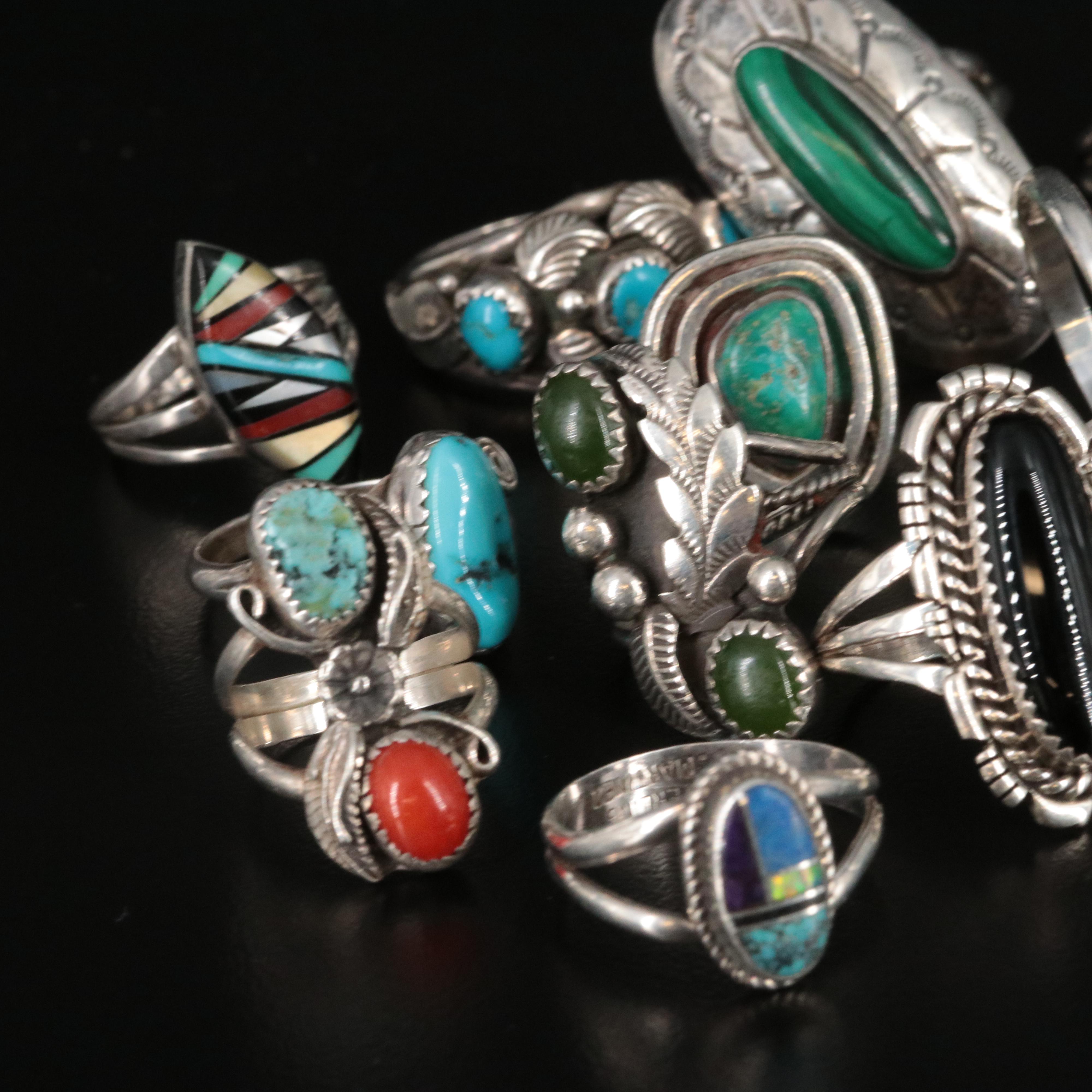 Sterling Southwestern Ring Collection with Stones