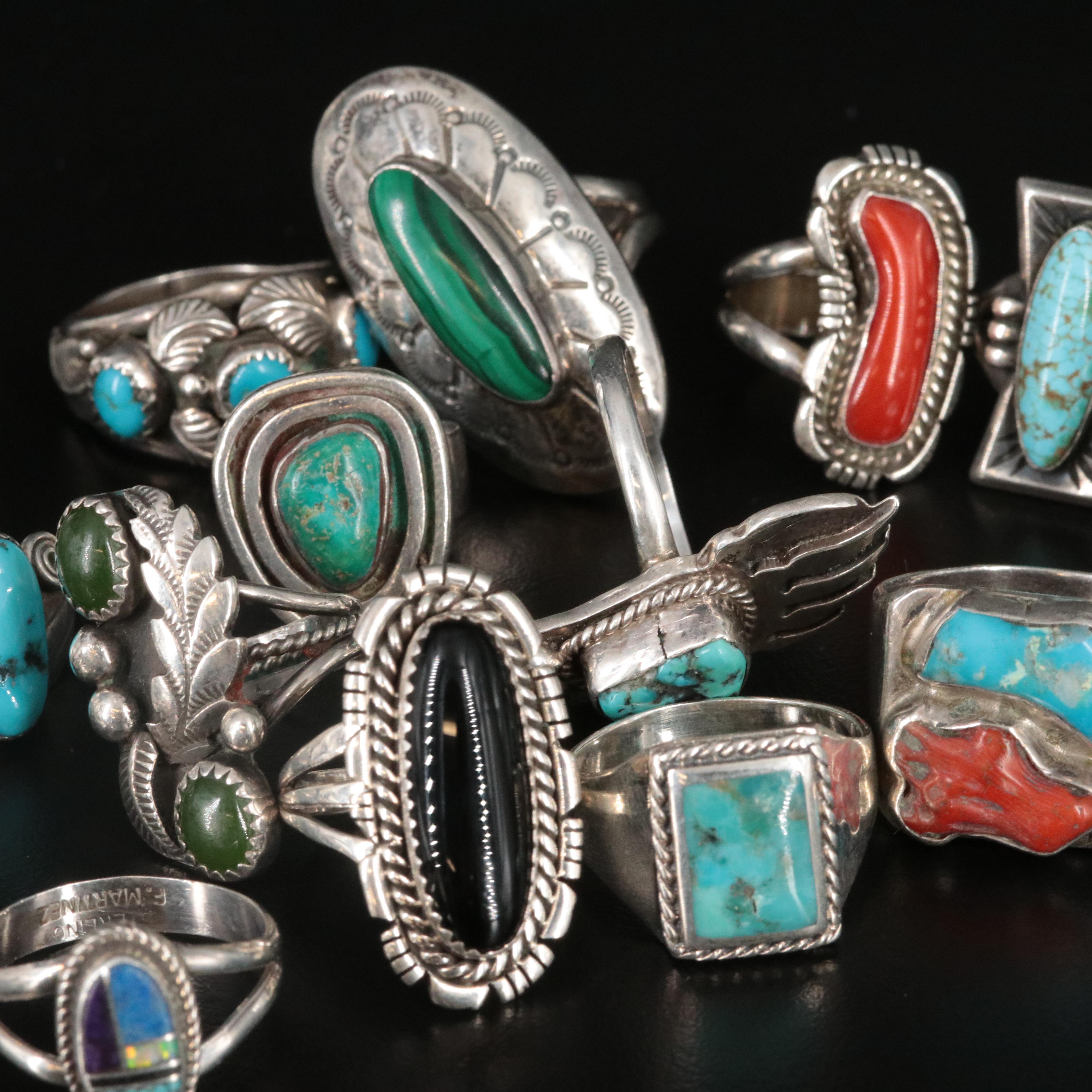 Sterling Southwestern Ring Collection with Stones