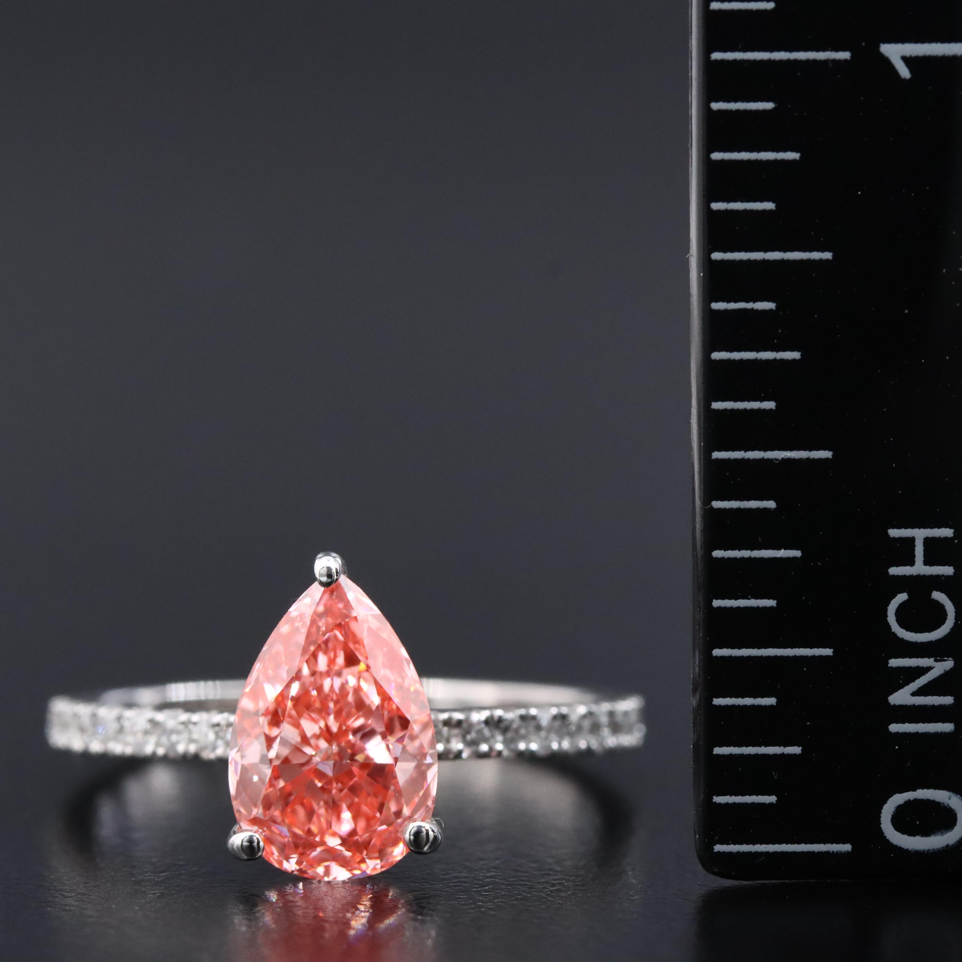 18K 2.32 CTW Lab Grown Diamond Ring with IGI Report and Fancy Pink Center