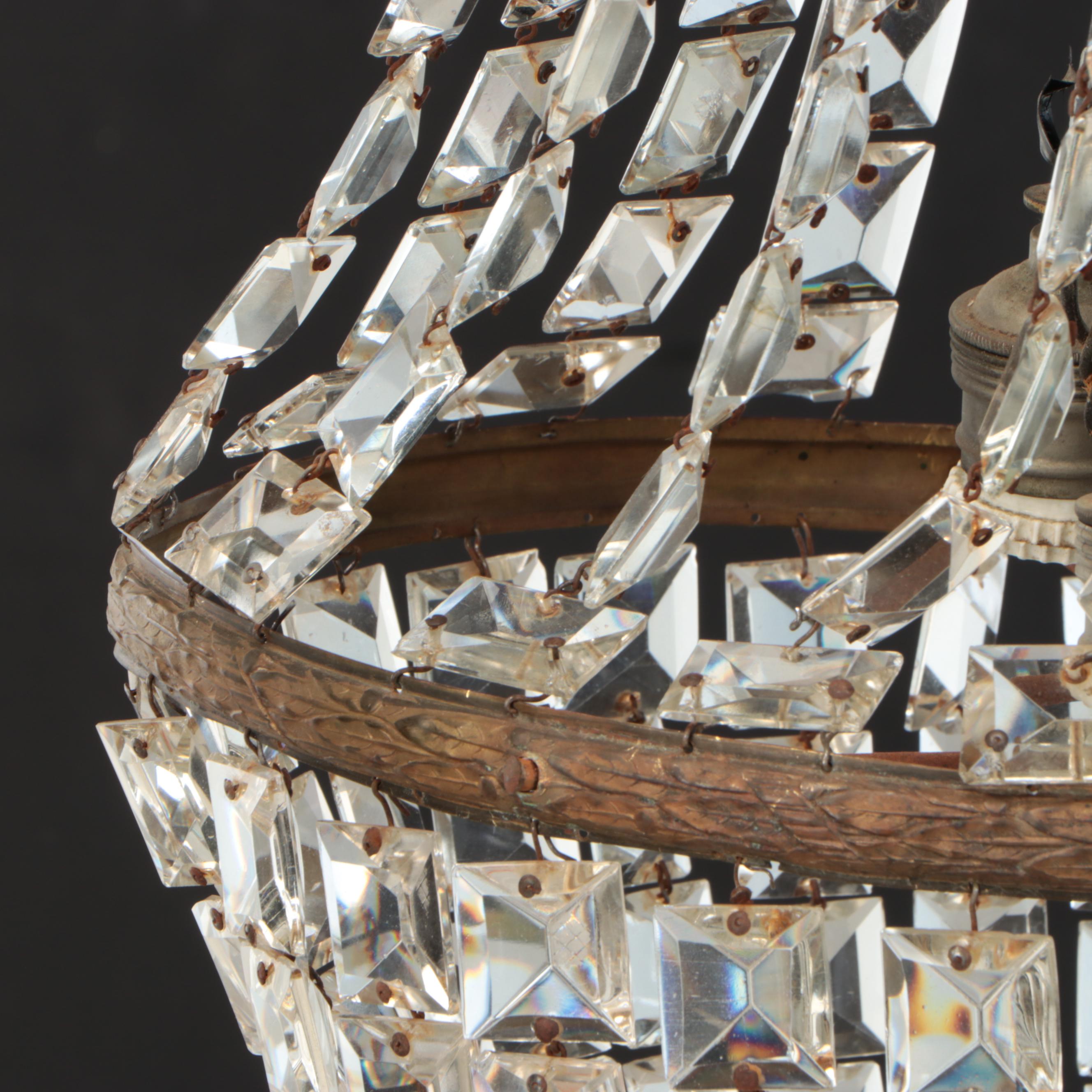 French Empire Style Gilt Metal and Glass Bead Cascading Chandelier