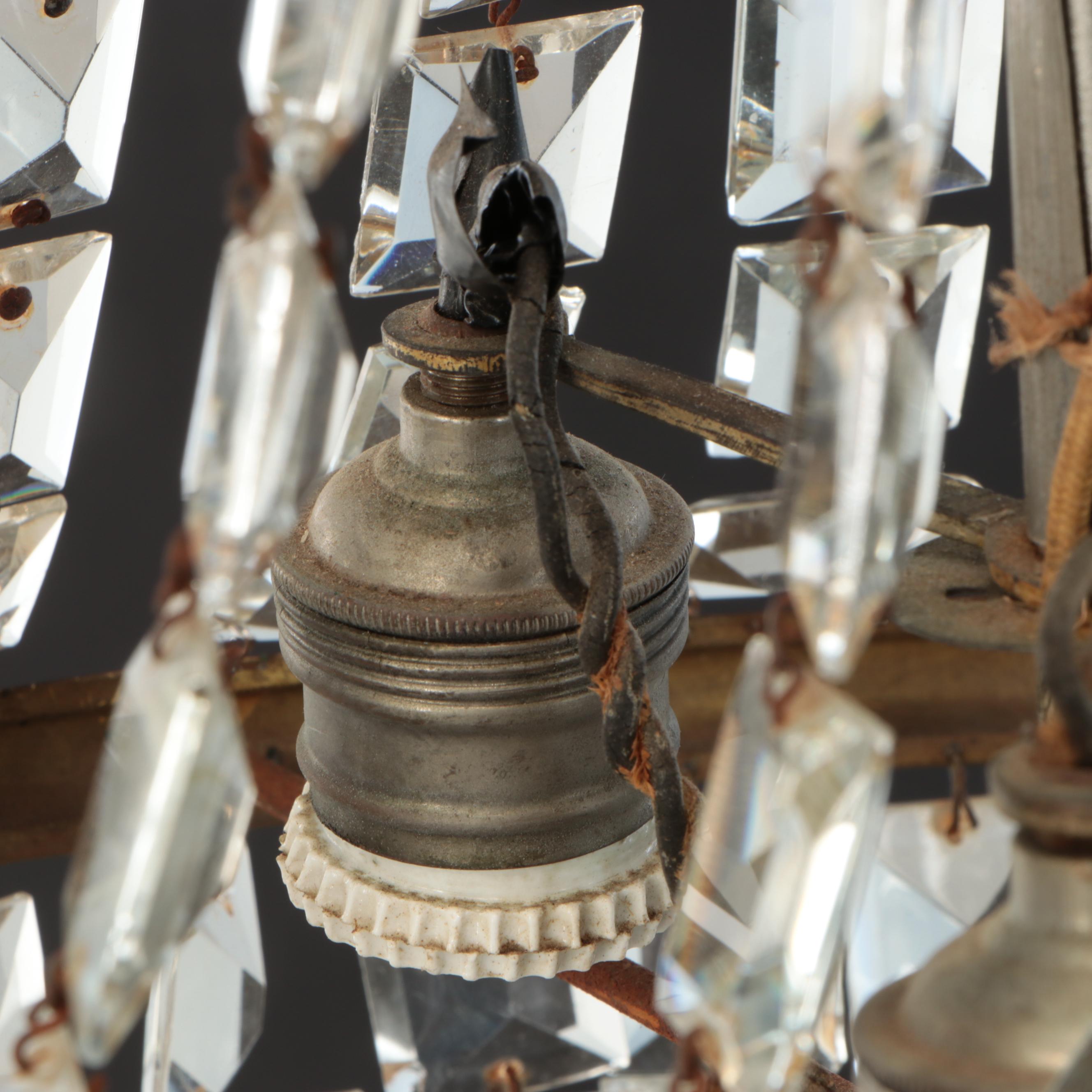 French Empire Style Gilt Metal and Glass Bead Cascading Chandelier