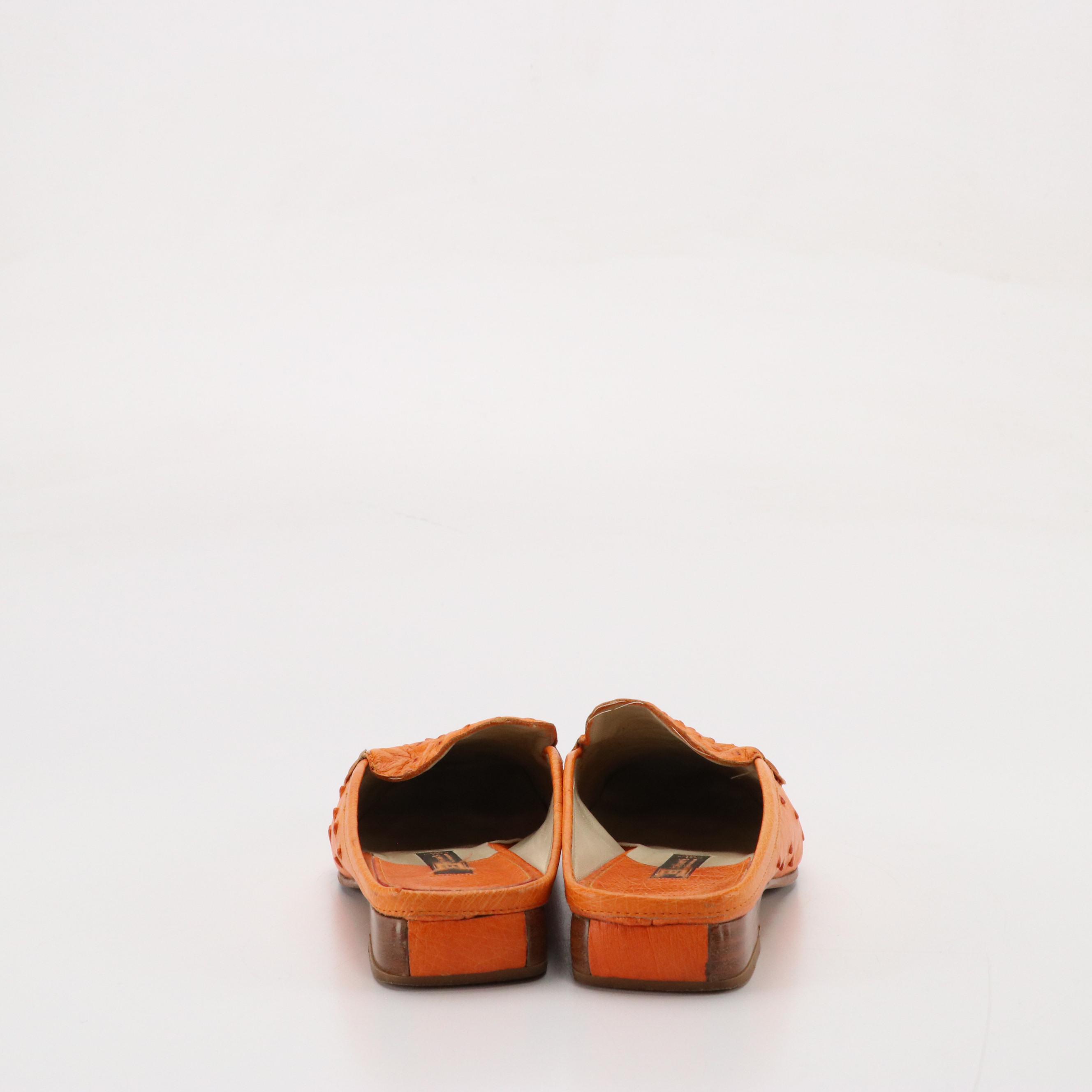 Giorgios's of Palm Beach Vintage Orange Ostrich Leather Slip-On Loafers