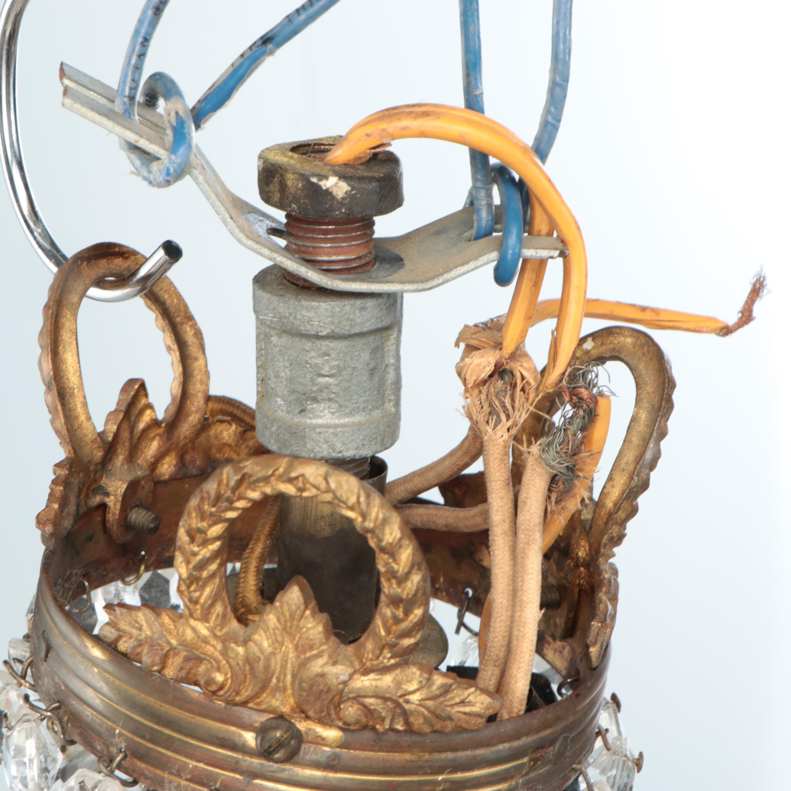 French Empire Style Gilt Metal and Glass Bead Cascading Chandelier